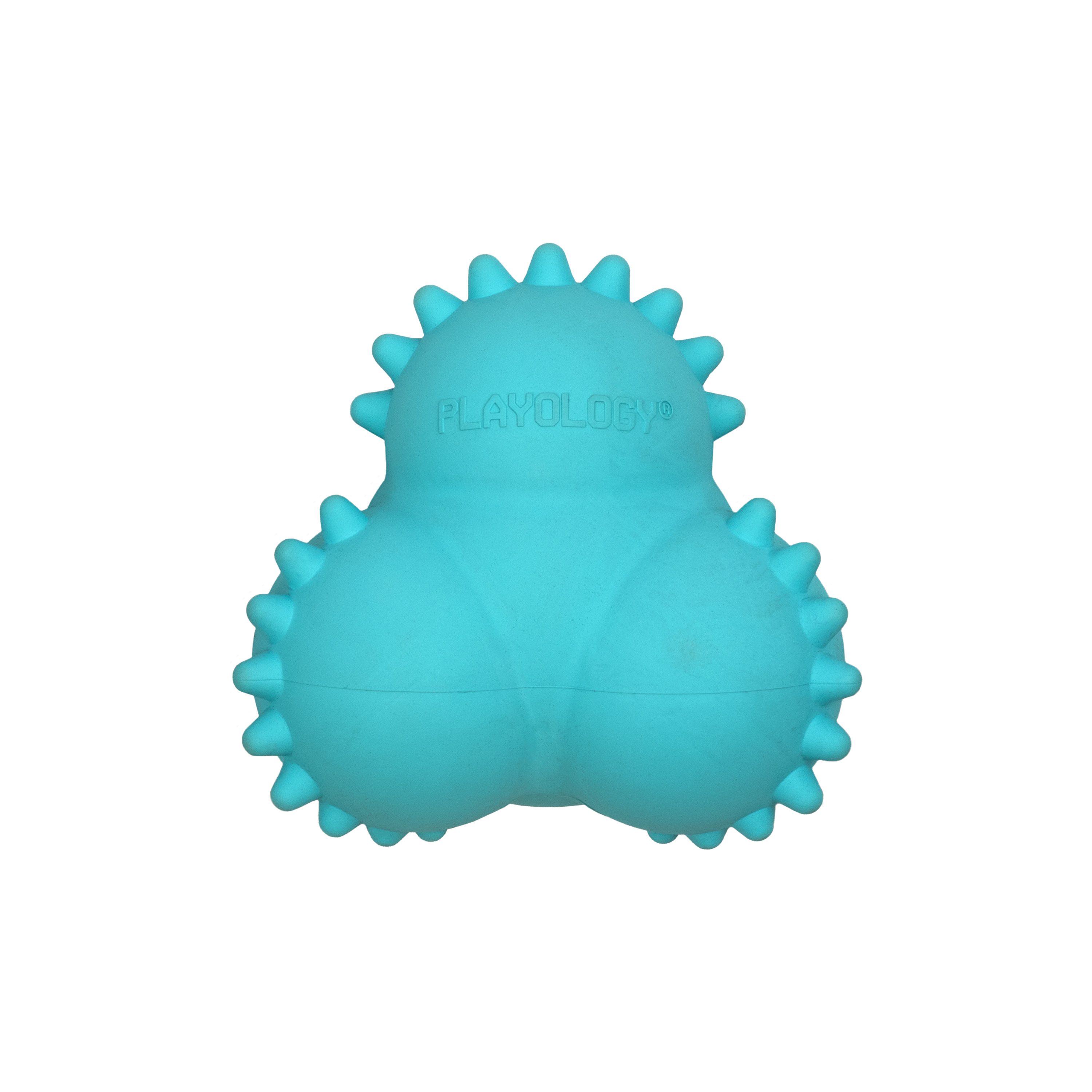 Playology дентальный жевательный тройной мяч  SQUEAKY BOUNCE BALL для щенков 4-8 месяцев с ароматом арахиса, цвет голубой СКИДКА 50%