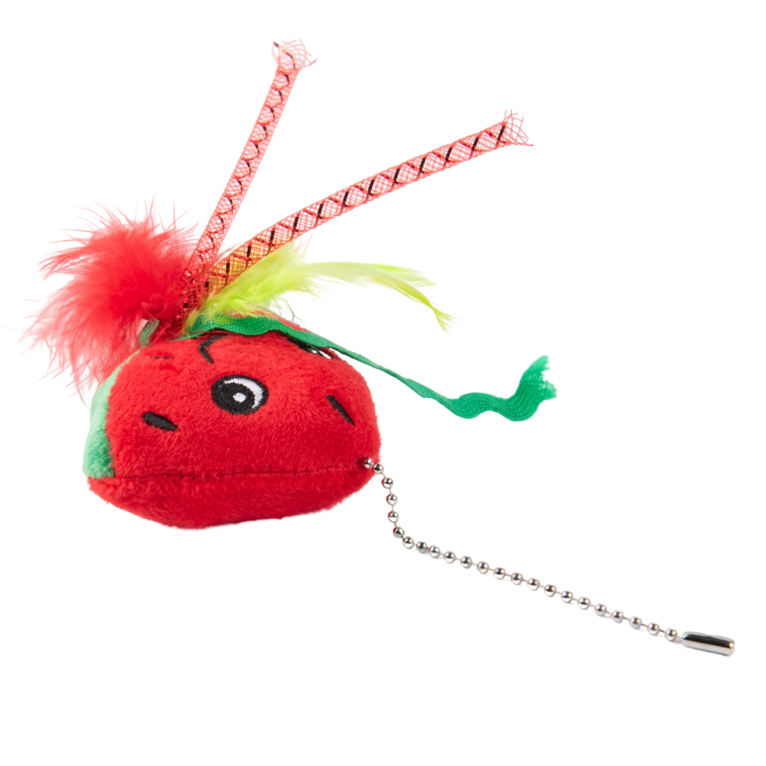 Игрушка Mr.Kranch для кошек Арбузик плюшевая с кошачьей мятой и перышками 16 см красная