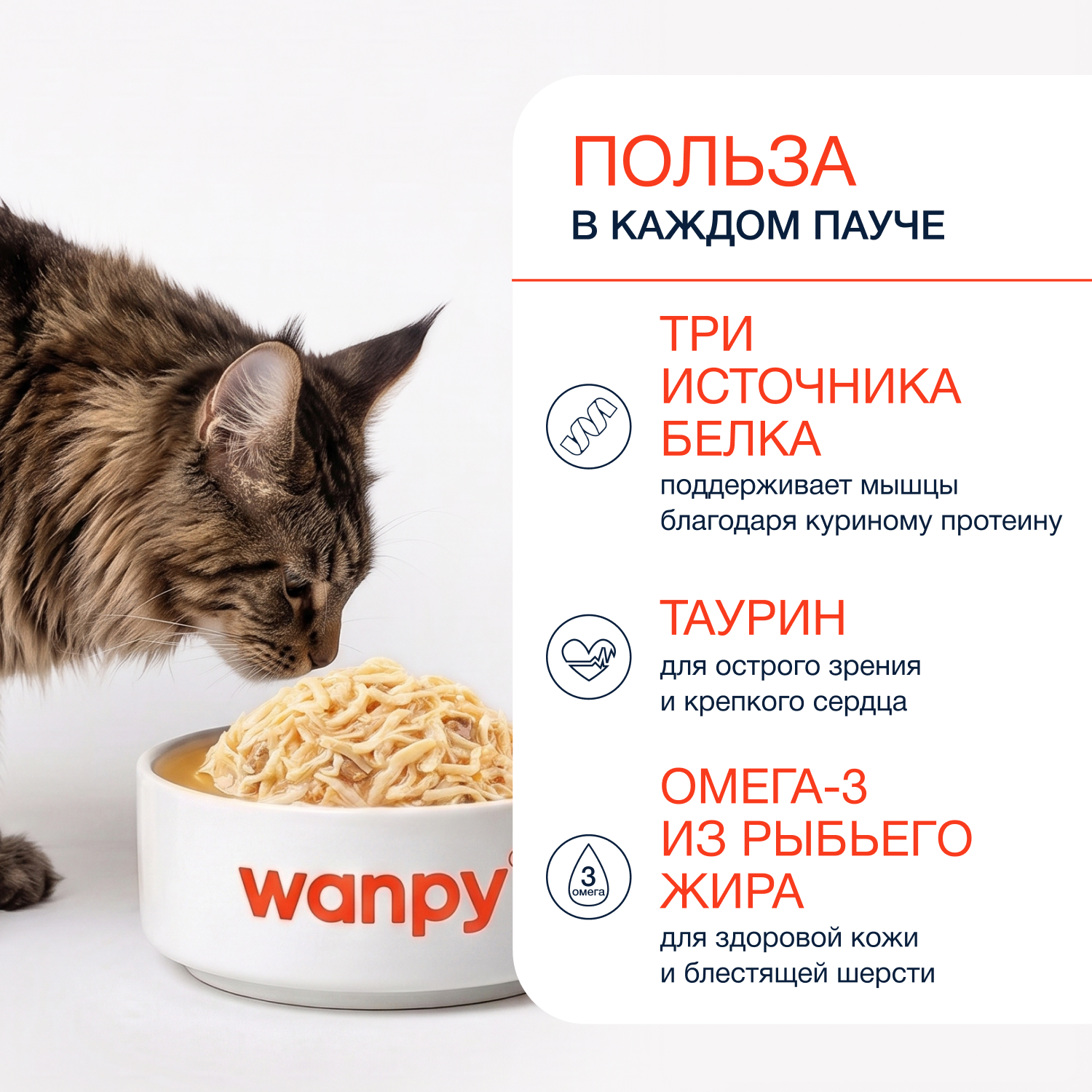 Wanpy Cat Дополнительный консервированный корм пауч для кошек тунец и креветки в собственному соку 70 г
