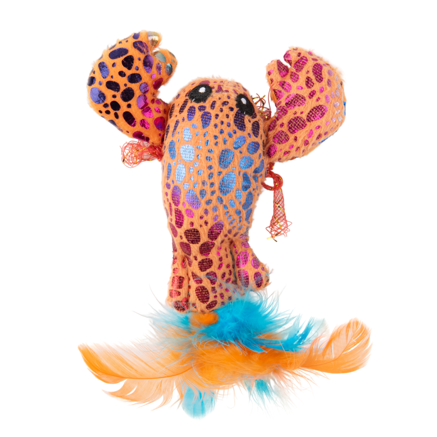 Игрушка Mr.Kranch для кошек Лобстер плюшевая с кошачьей мятой и перышками 9 см голубая