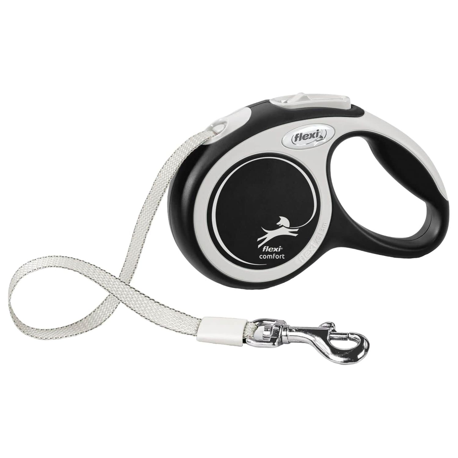 flexi рулетка NEW LINE Comfort XS (до 12 кг) лента 3 м серый/черный