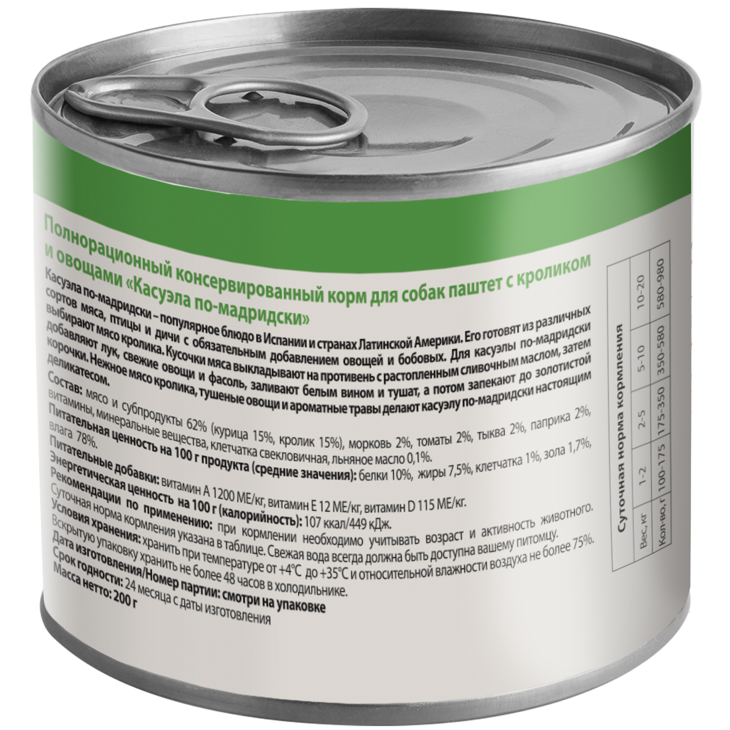 Влажный корм Мнямс Деликатес Паштет из кролика с овощами для собак всех пород "Касуэла по-мадридски" 200 г