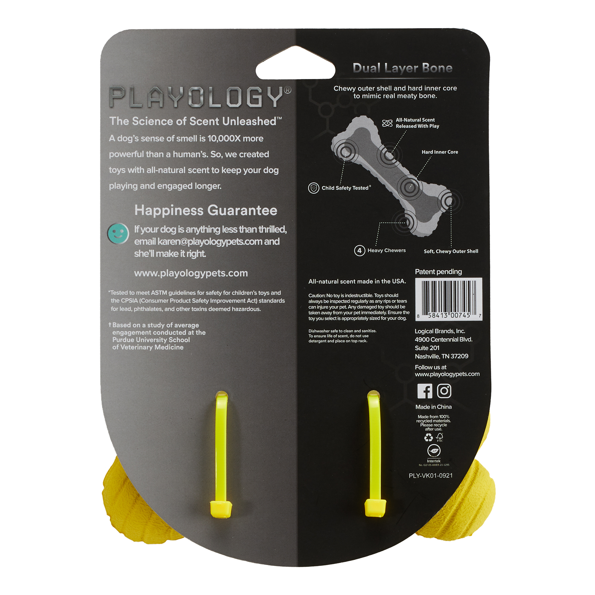 Playology двухслойная жевательная косточка DUAL LAYER BONE для собак средних и крупных пород с ароматом курицы, большая, цвет желтый СКИДКА 50%