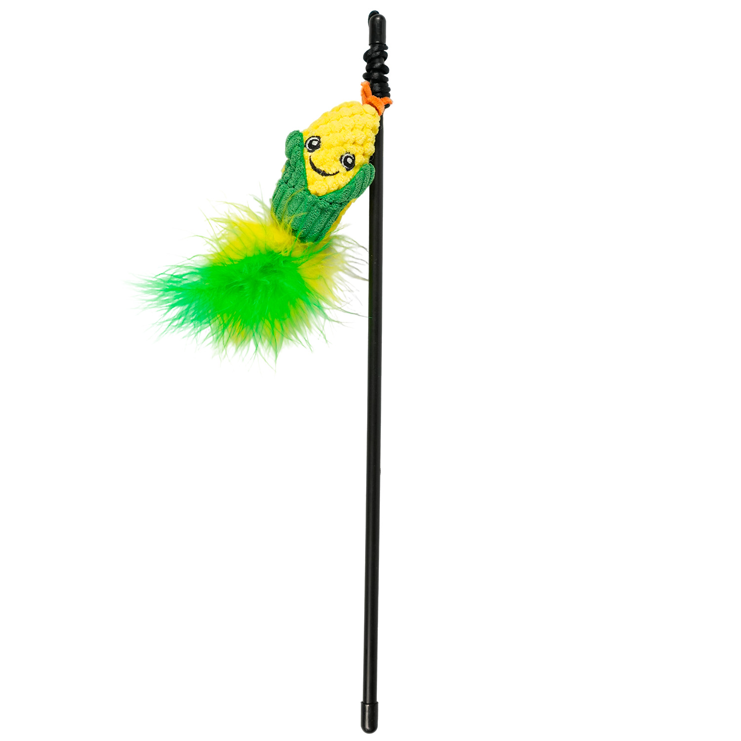 Игрушка-дразнилка Mr.Kranch для кошек Кукуруза плюшевая с кошачьей мятой и перышками 17 см зеленая