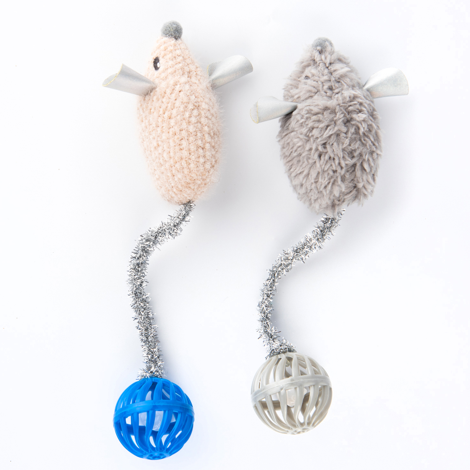 Игрушка Petpark для кошек Мышки с хвостами-шариками с кошачьей мятой (2 шт в комплекте)