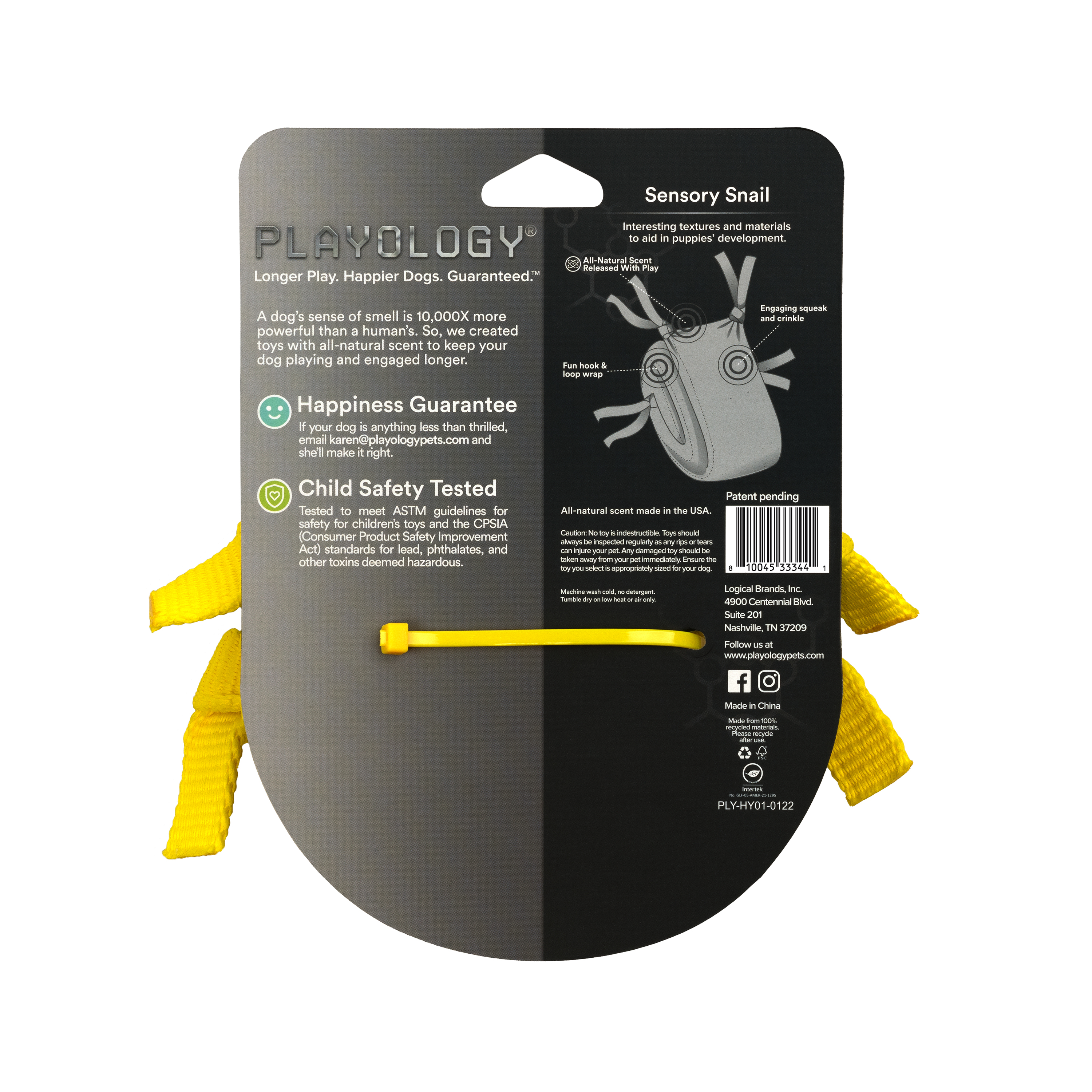 Playology сенсорная плюшевая улитка PUPPY SENSORY SNAIL для щенков мелких и средних пород 8-16 недель с ароматом курицы, цвет желтый СКИДКА 50%