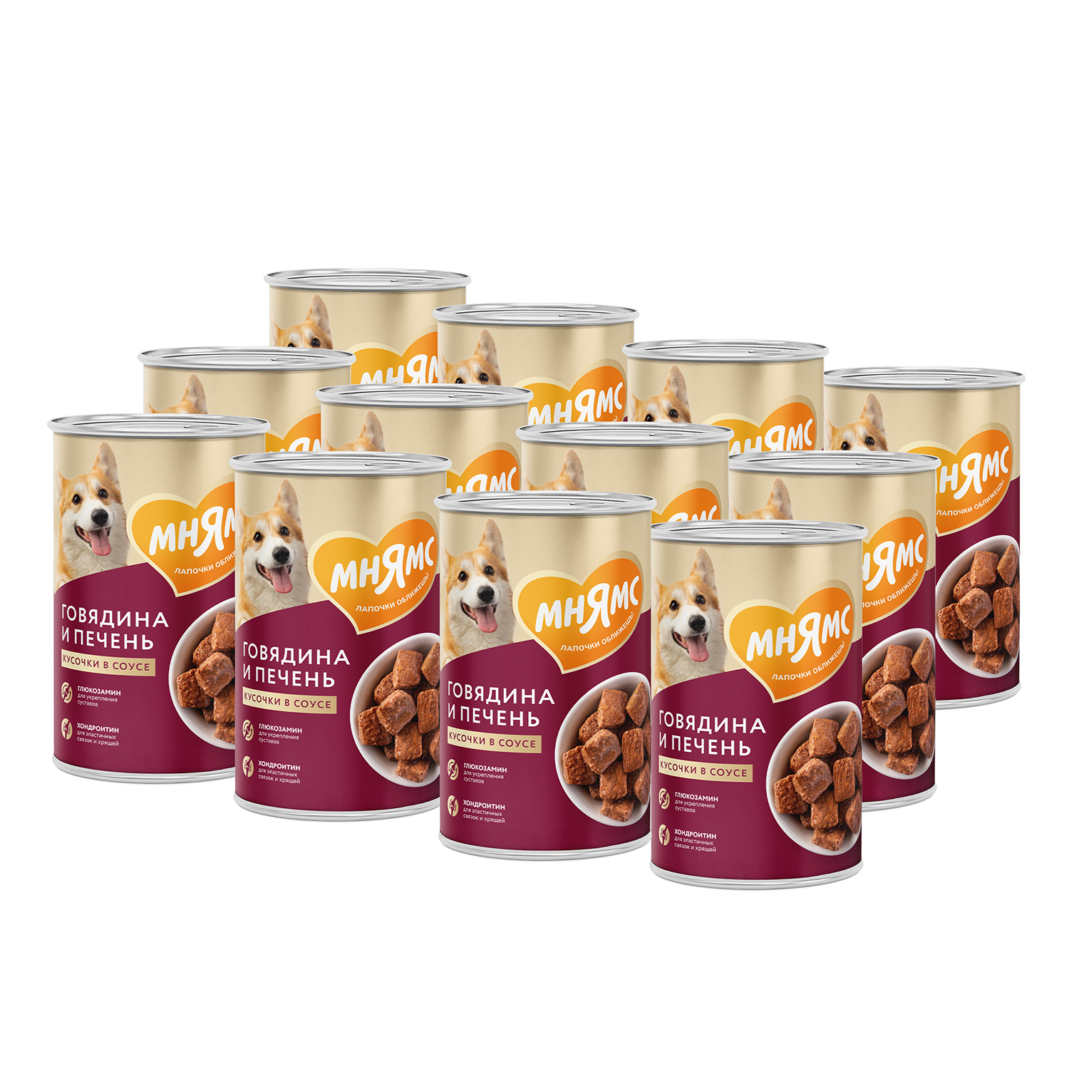 Влажный корм Мнямс На каждый день Кусочки в соусе с говядиной и печенью для собак «ЗДОРОВЫЕ СУСТАВЫ» 400 г