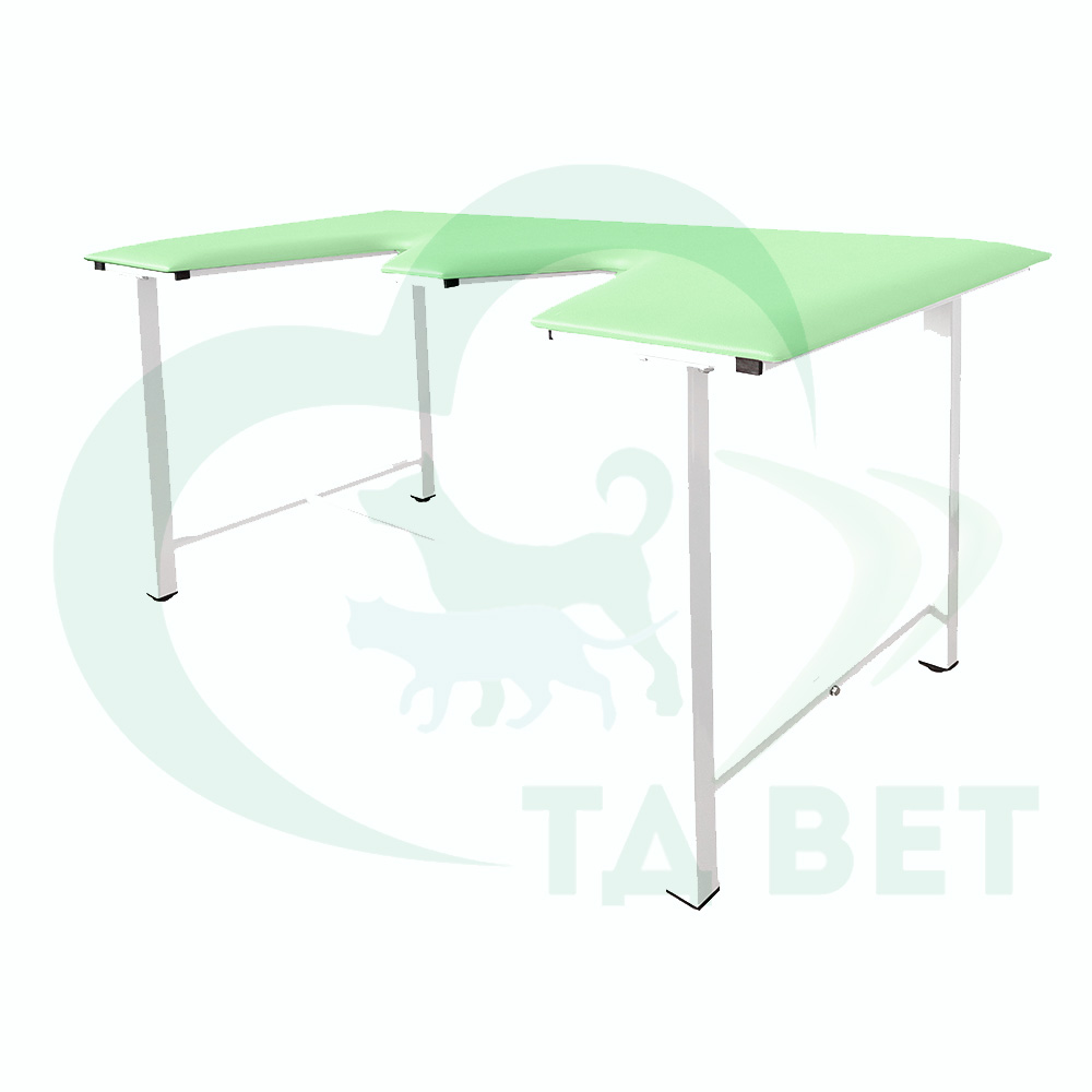 ТД ВЕТ Стол ветеринарный СВУ-5 для УЗИ, 1320x720x900, каркас белый, зеленая обивка