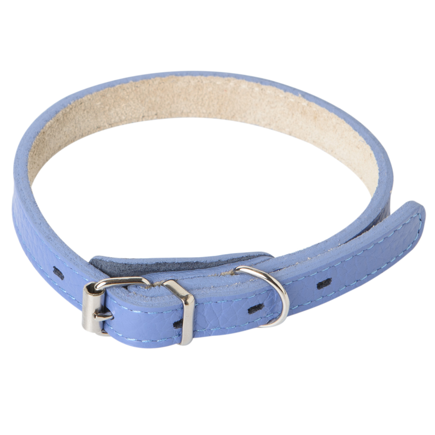 Ошейник Mr.Kranch для собак из натуральной кожи прямой 33-40см васильковый СКИДКА 50%