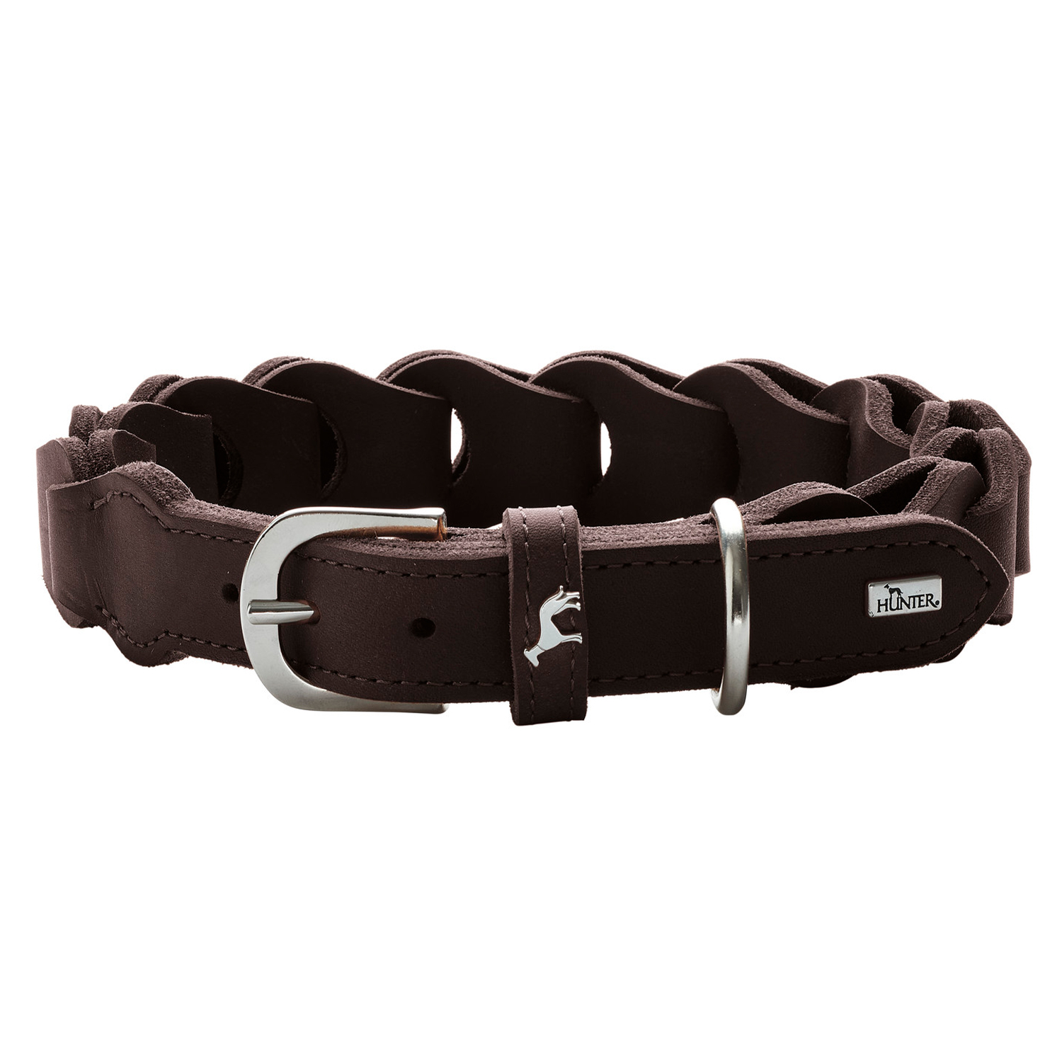Hunter ошейник для собак Solid Education Chain 55 / 3.5см (39-46см), кожа, коричневый СКИДКА 50%