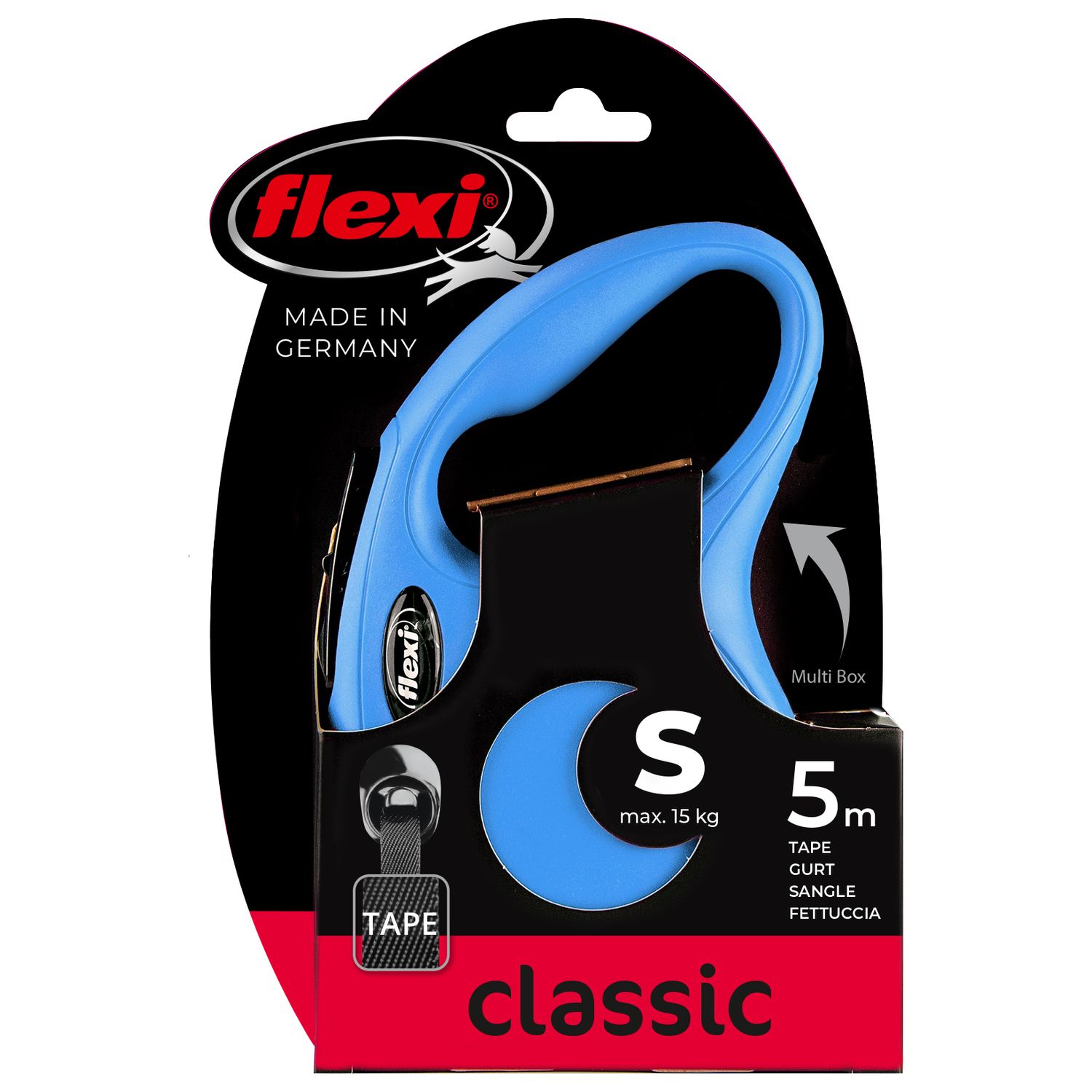 flexi рулетка New Classic S (до 15 кг) 5 м лента синяя