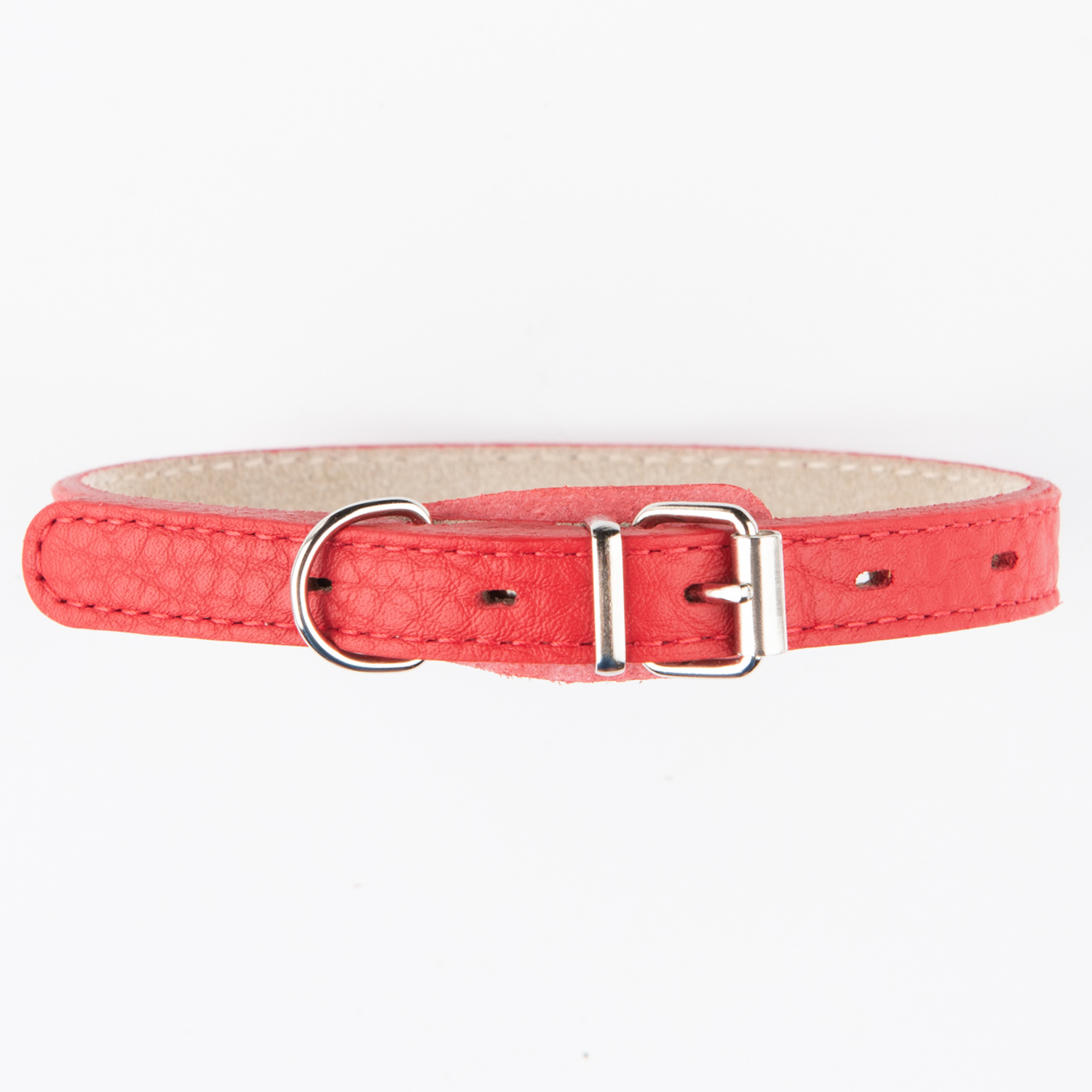 Ошейник Mr.Kranch для собак из натуральной кожи прямой 29-35см красный СКИДКА 40%