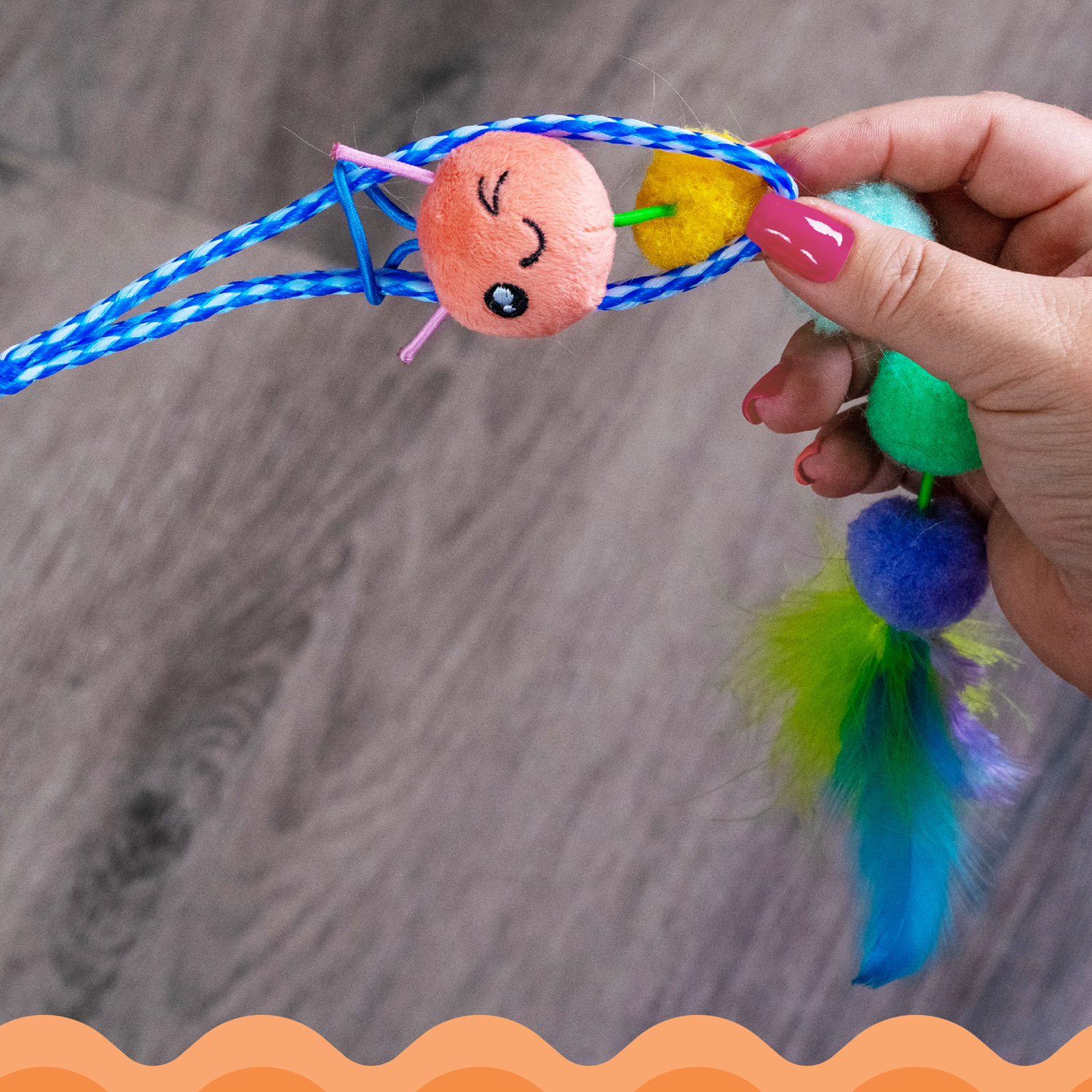 Игрушка Catstages для кошек "Гусеничка" дразнилка со сменной насадкой, с кошачьей мятой