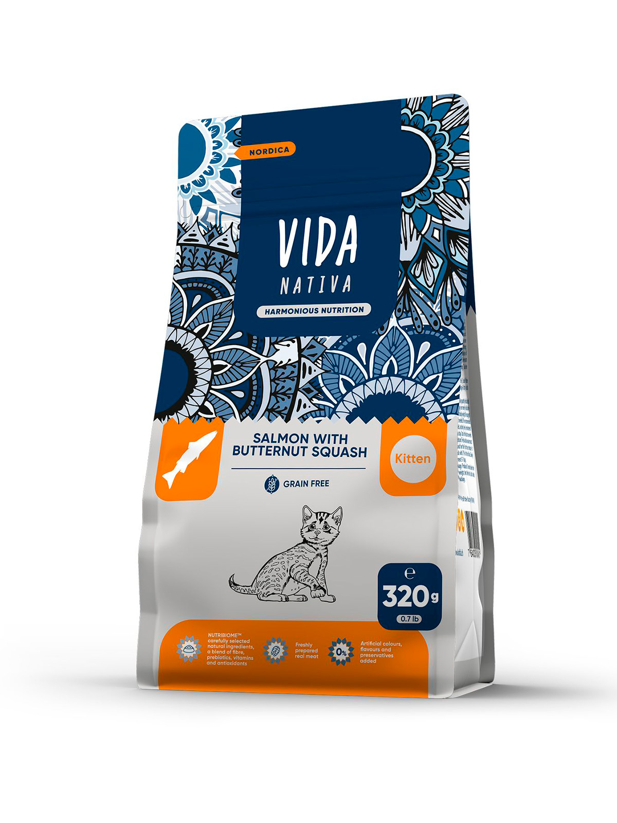 Сухой корм VIDA NATIVA для котят из лосося с мускатной тыквой 320 г