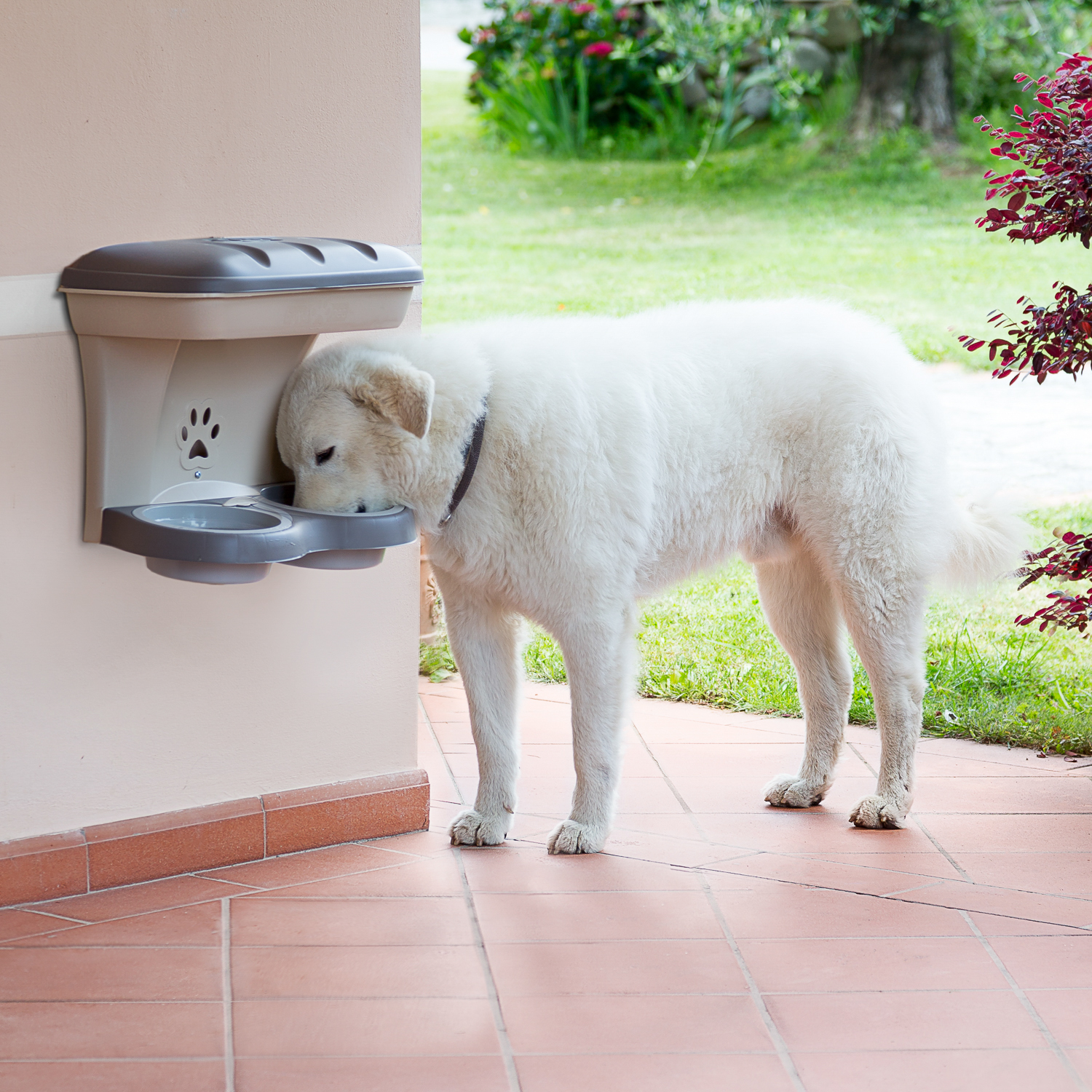 BAMA PET миска для собак настенная двойная MAXI 2200 мл 50х29х52h см, бежевая СКИДКА 50%