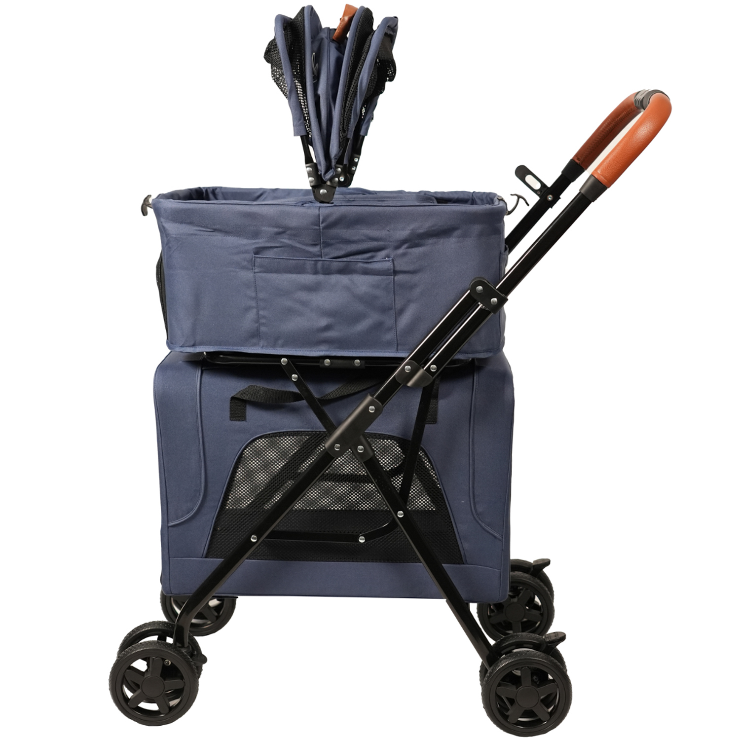 Коляска прогулочная Mr.Kranch для собак и кошек двойная (макс. нагрузка 10+10 кг) голубая