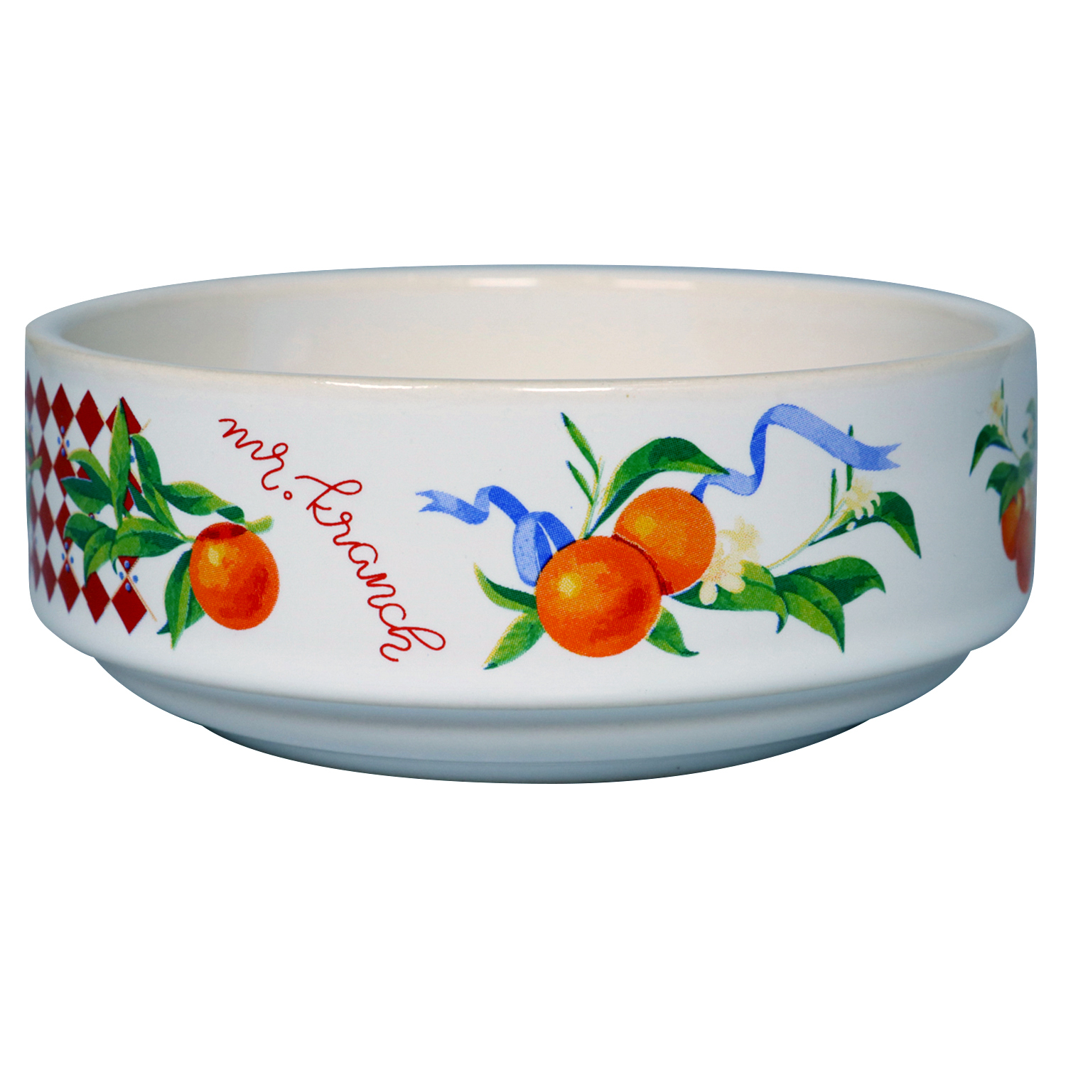 Миска Mr.Kranch для собак и кошек из фарфора Апельсины 450мл белая