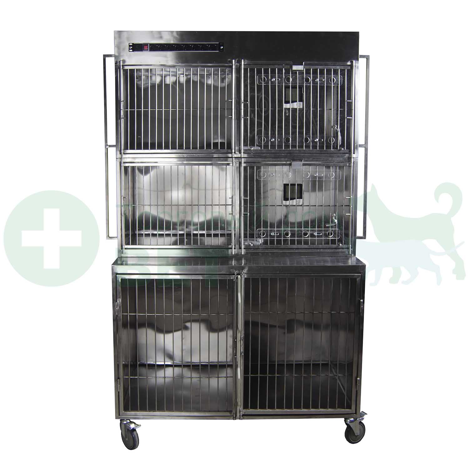 ТД ВЕТ Модуль клеток из нержавеющей стали, 3х ярусный из 6 клеток 2/2/2, 1260х700(500)х1970(2120)h