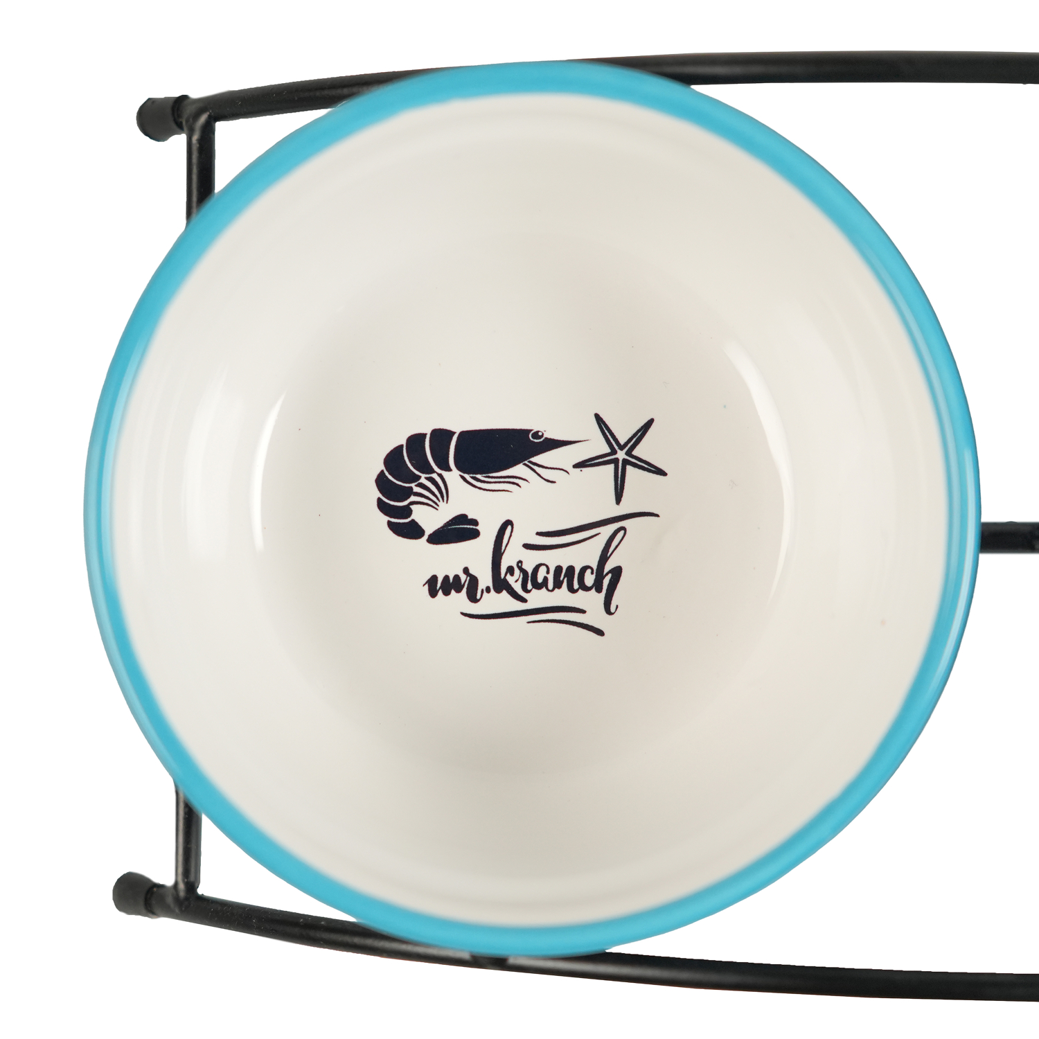 Миски Mr.Kranch на подставке для собак и кошек двойные 2x290 мл fish&chips голубые