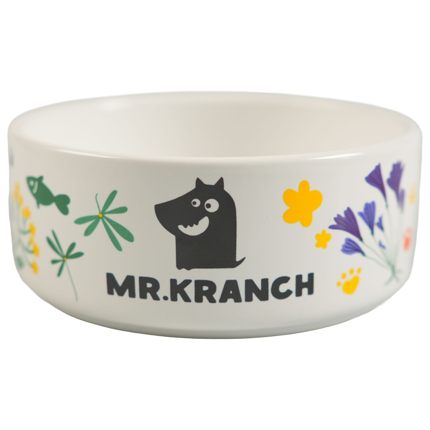 Миска Mr.Kranch керамическая для собак 420 мл Цветы Прованса васильковая
