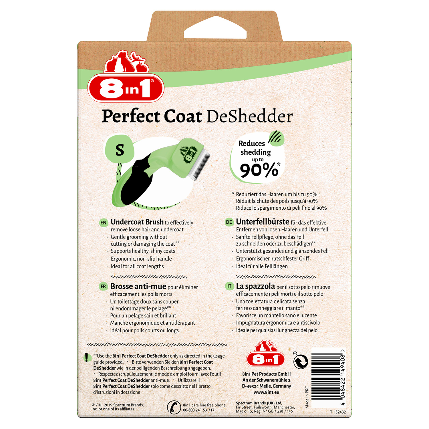 Дешеддер 8in1 Perfect Coat для собак мелких пород, размер S