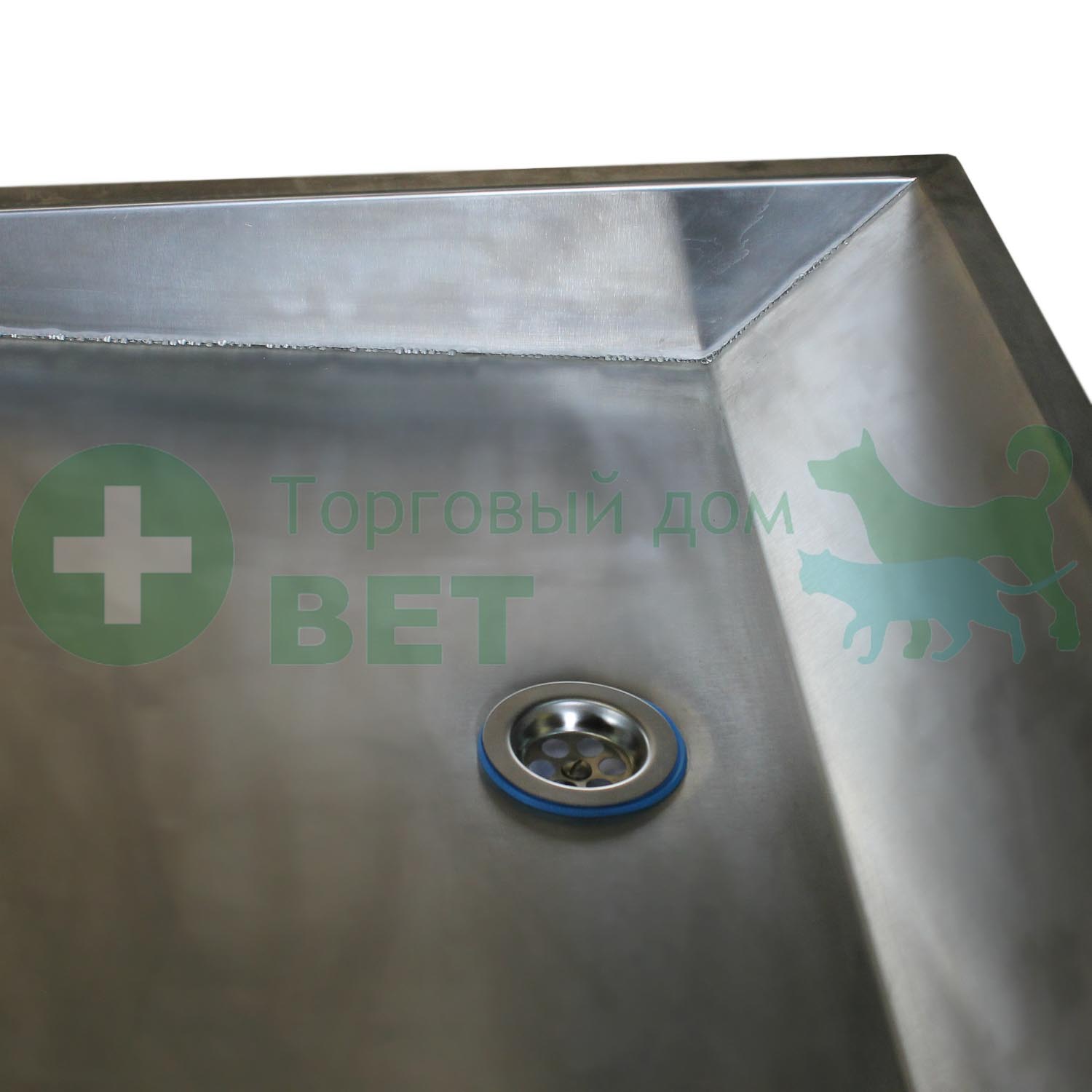 ТД ВЕТ Стол ветеринарный для вскрытия животных СВУ-61.02 нерж/краска 1200x780x800h мм (каркас серый)