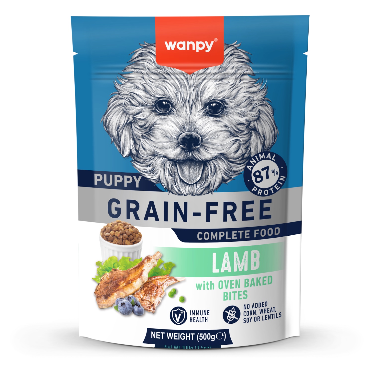 Сухой корм Wanpy Dog беззерновой с ягненком для щенков 500 г