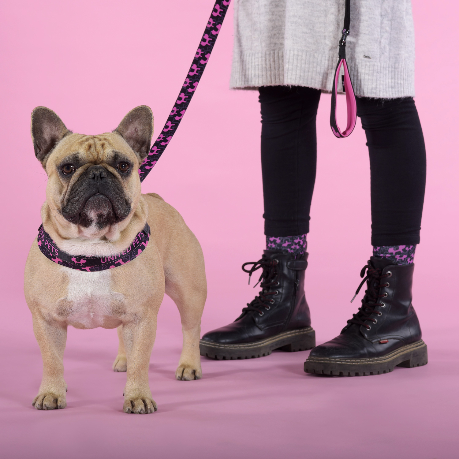Шлейка United Pets для собак Complete me Identity 3,5 x 48-64 см, черная с розовым СКИДКА 30%