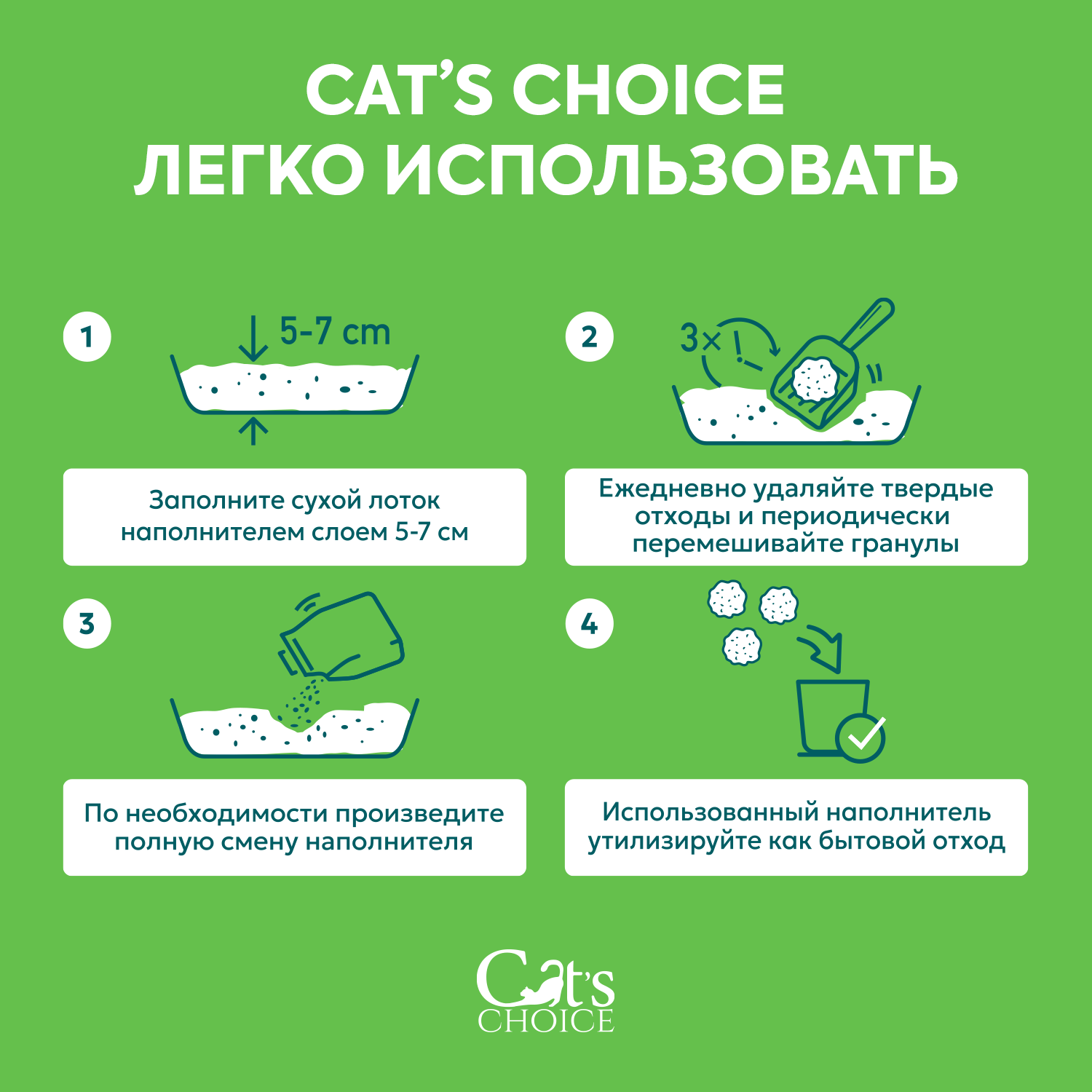 Древесный впитывающий наполнитель Cat's choice 80 л/20 кг