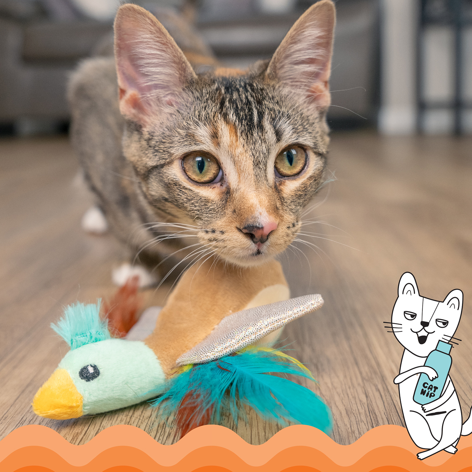 Игрушка Catstages для кошек "Утёнок" с кошачьей мятой, 13 см