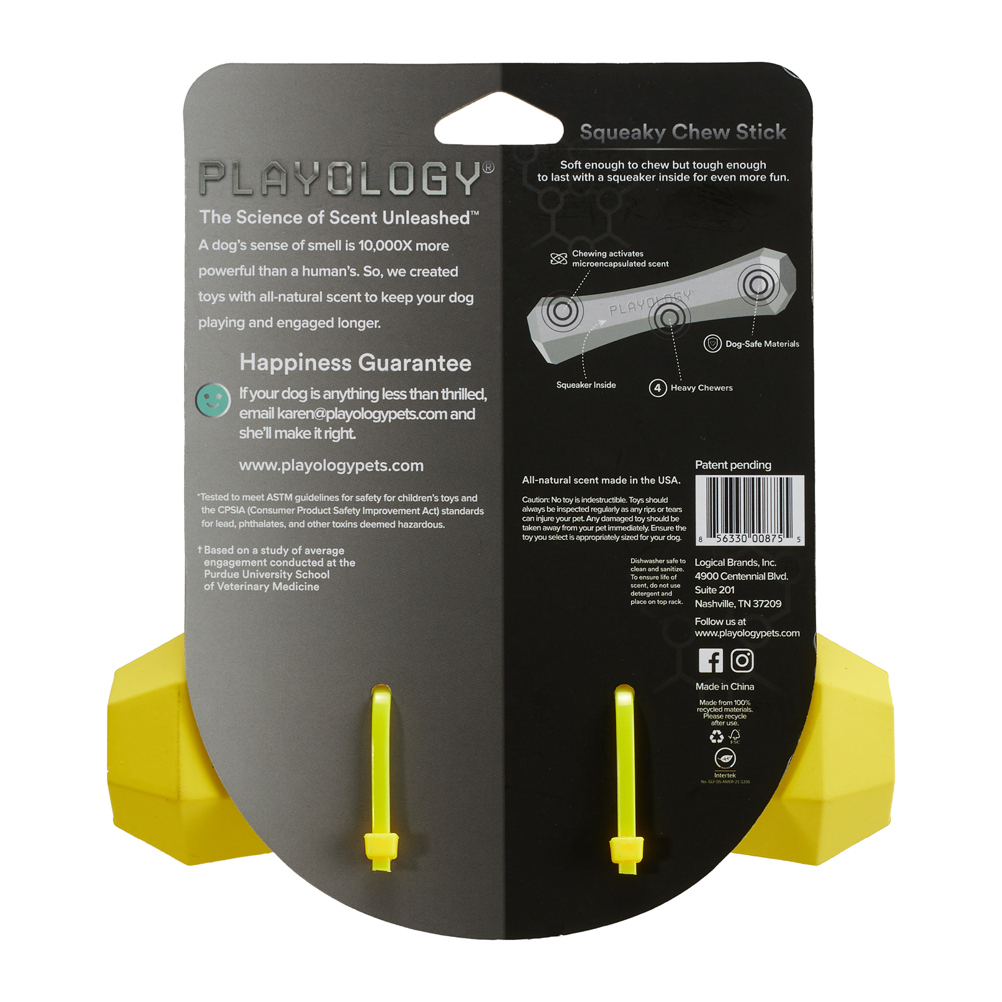 Playology  жевательная палочка SQUEAKY CHEW STICK для собак средних пород с ароматом курицы, средняя, цвет желтый СКИДКА 50%