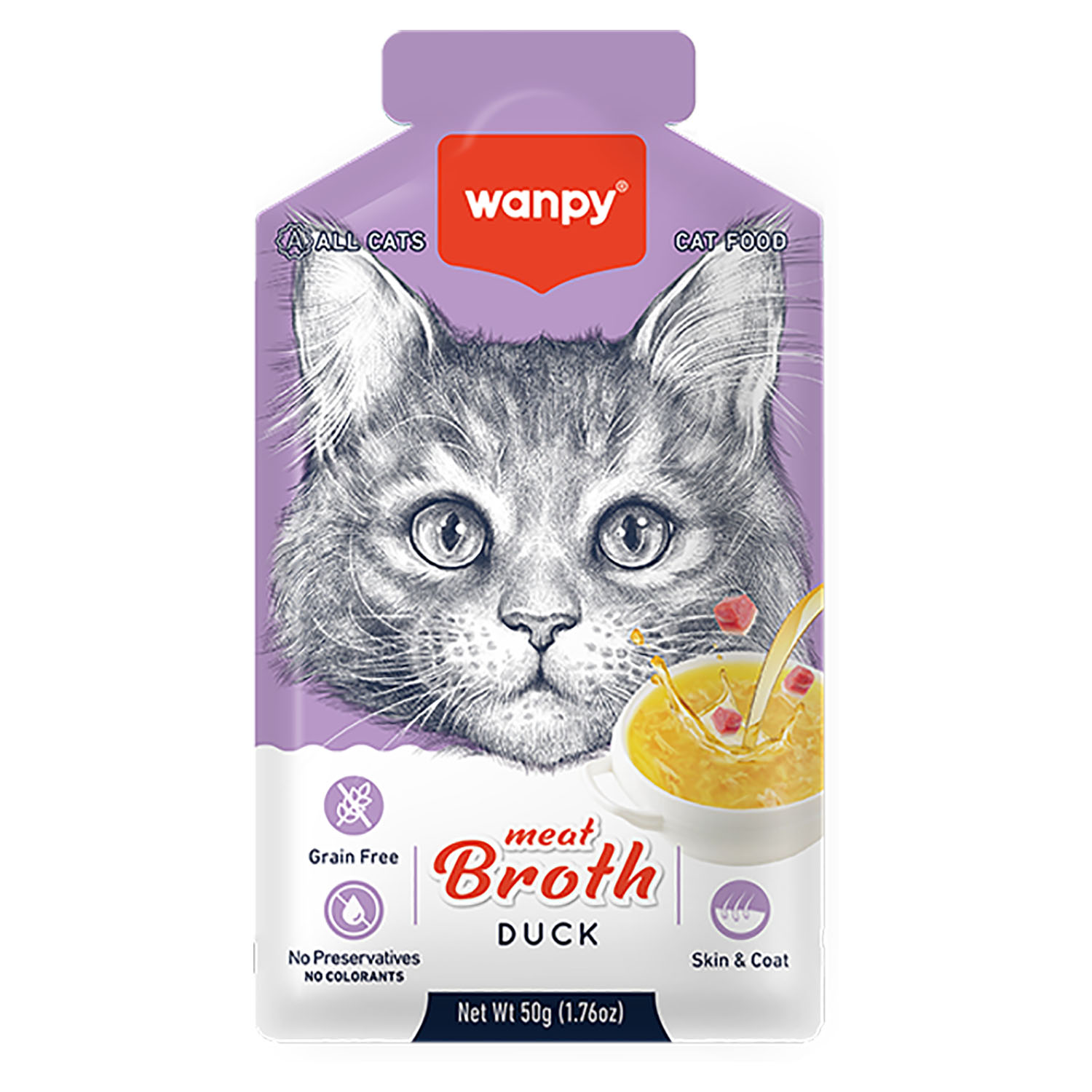Wanpy Cat Пауч для кошек "Бульон" с уткой 50 г