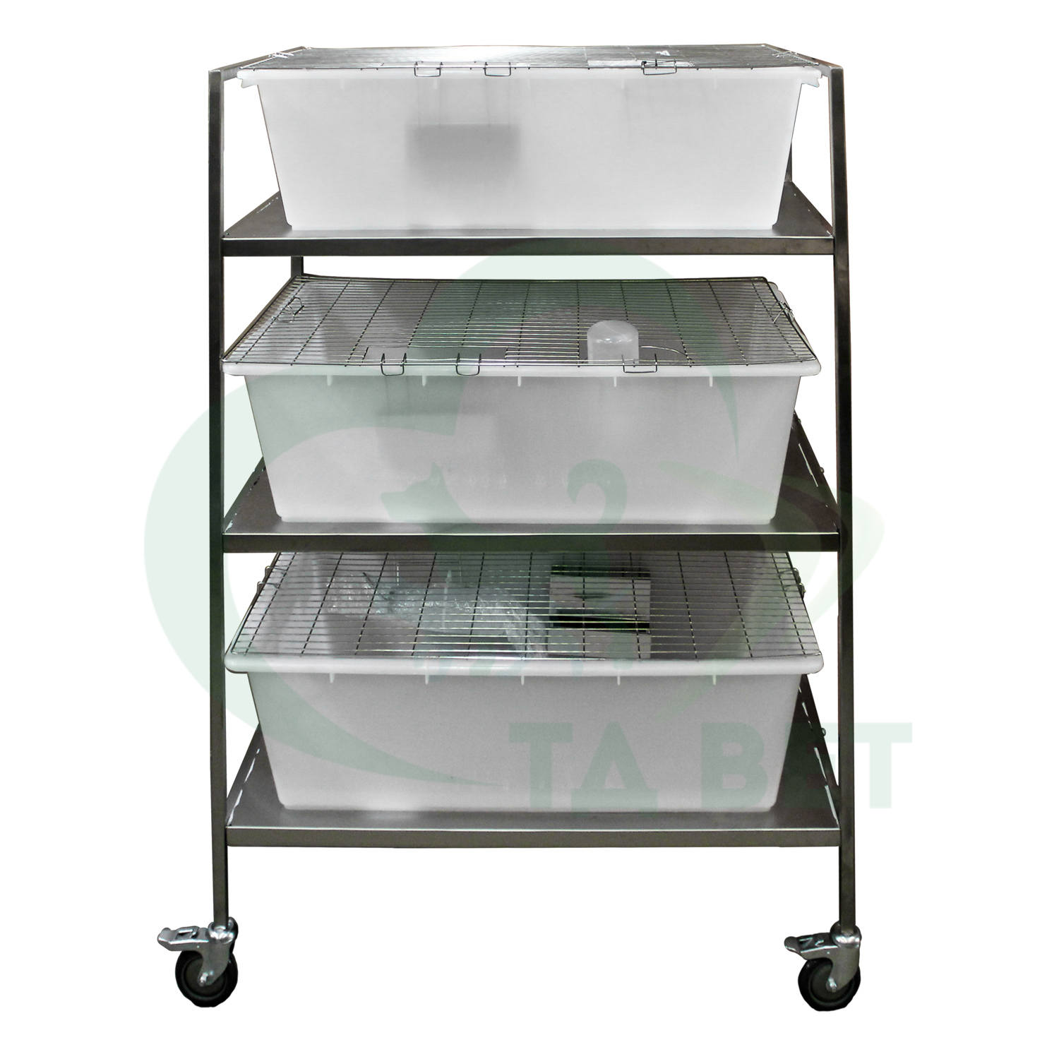 ТД ВЕТ Стеллаж для вивария, трехуровневый с клетками 990x650x1375(1500)h на колесах