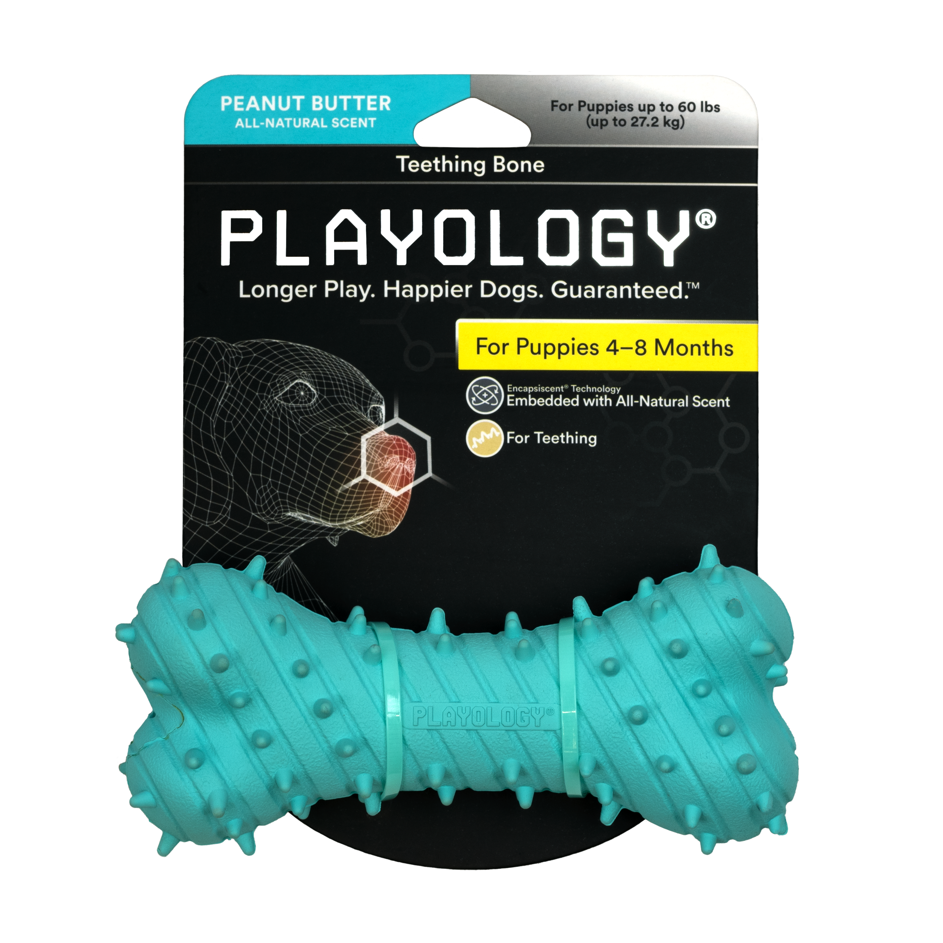 Playology дентальная жевательная косточка PUPPY TEETHING BONE для щенков 4-8 месяцев с ароматом арахиса, цвет голубой СКИДКА 50%