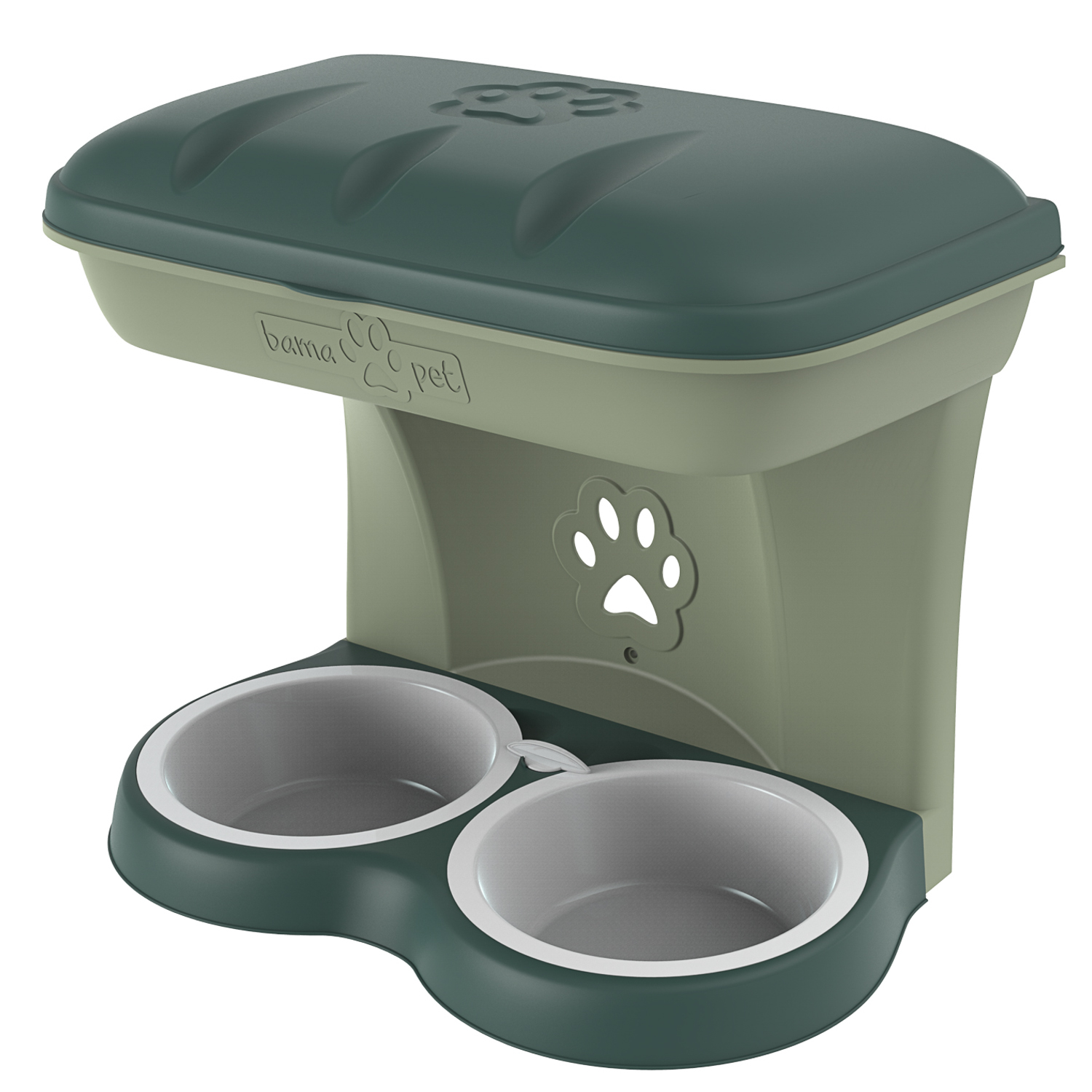 BAMA PET миска для собак настенная двойная 1600 мл 48х27х42h см, зеленая СКИДКА 50%