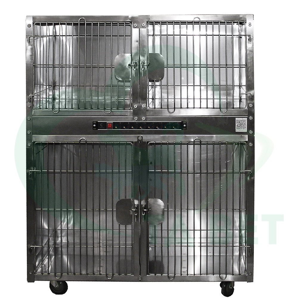 ТД ВЕТ Модуль клеток из нерж. стали, 2х ярусный из 4 клеток 1200х520х1456(1600)h с колесами