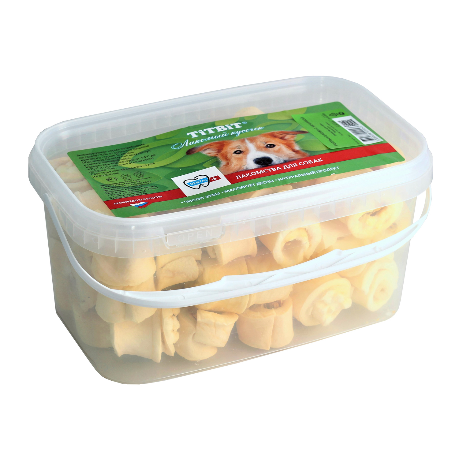 Лакомство TiTBiT Роллы из кожи с начинкой для собак- банка пласт. 3.3 л 360 г