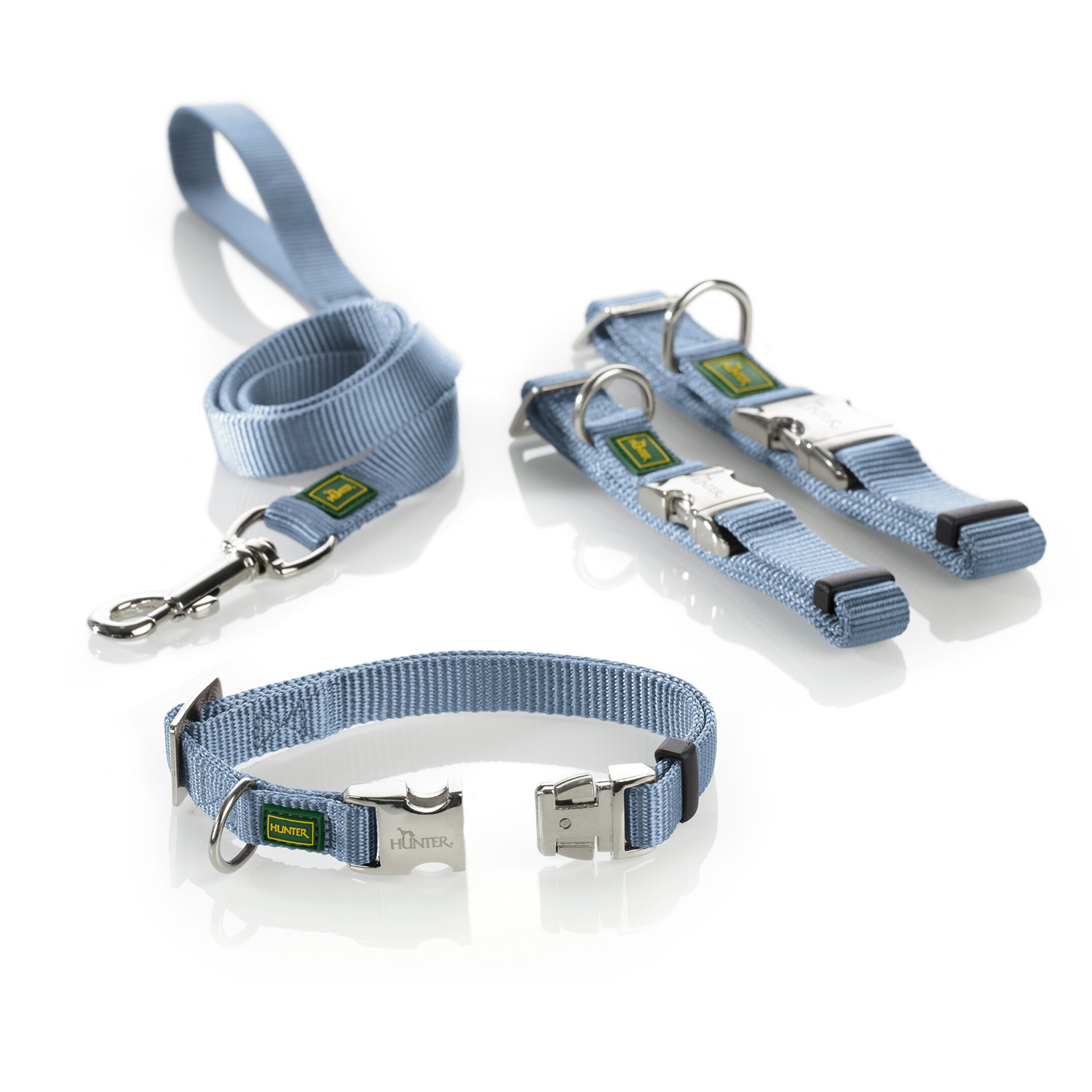 Hunter ошейник для собак ALU-Strong Vario Basic M (30-45 см), нейлон с металлической застежкой, голубой