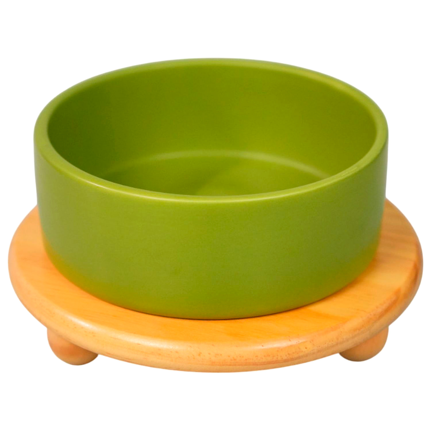 Миска Mr.Kranch Bamboo керамическая зеленая на бамбуковой подставке 850 мл