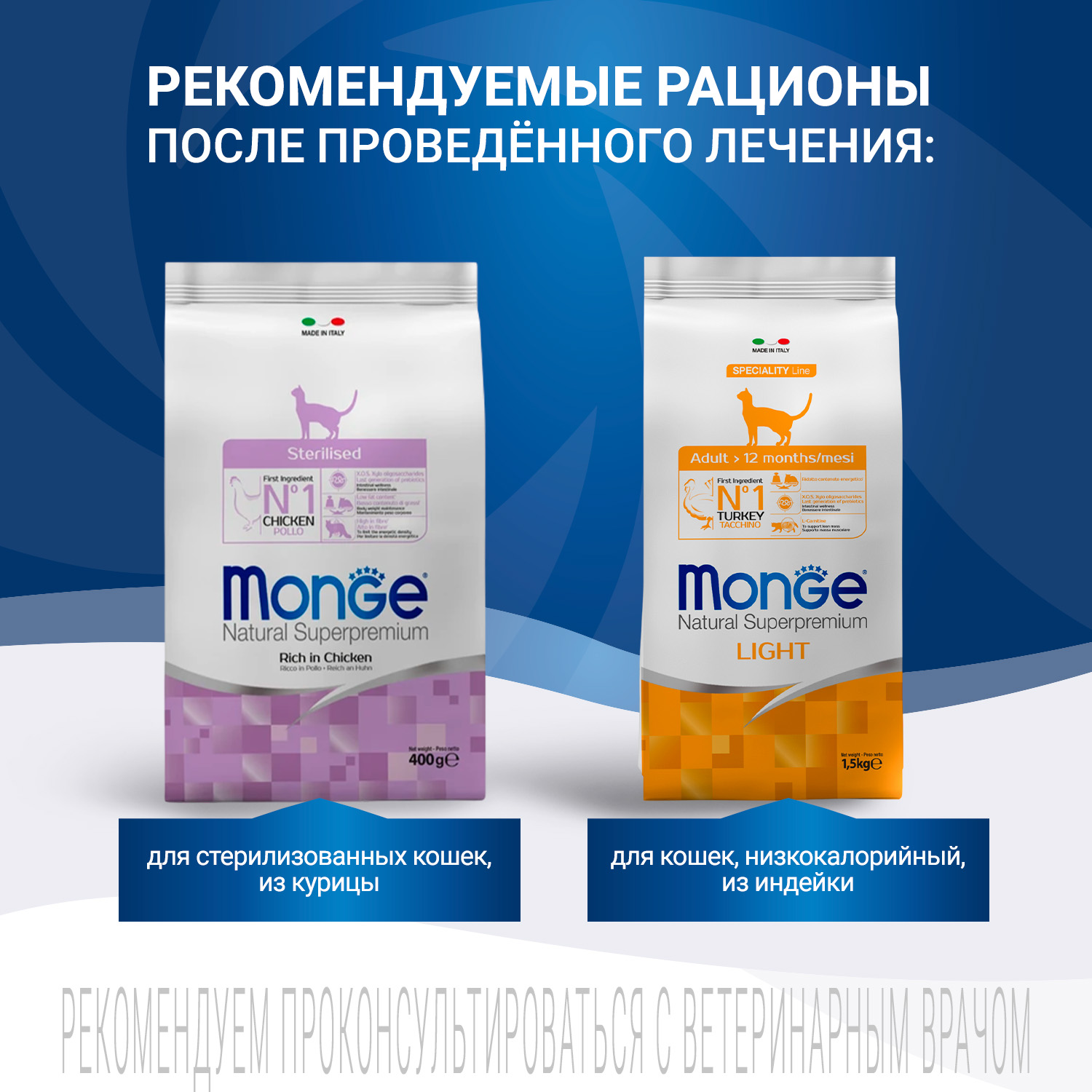 Диетический корм Monge VetSolution Cat Renal Ренал для кошек при ХПН 400 г