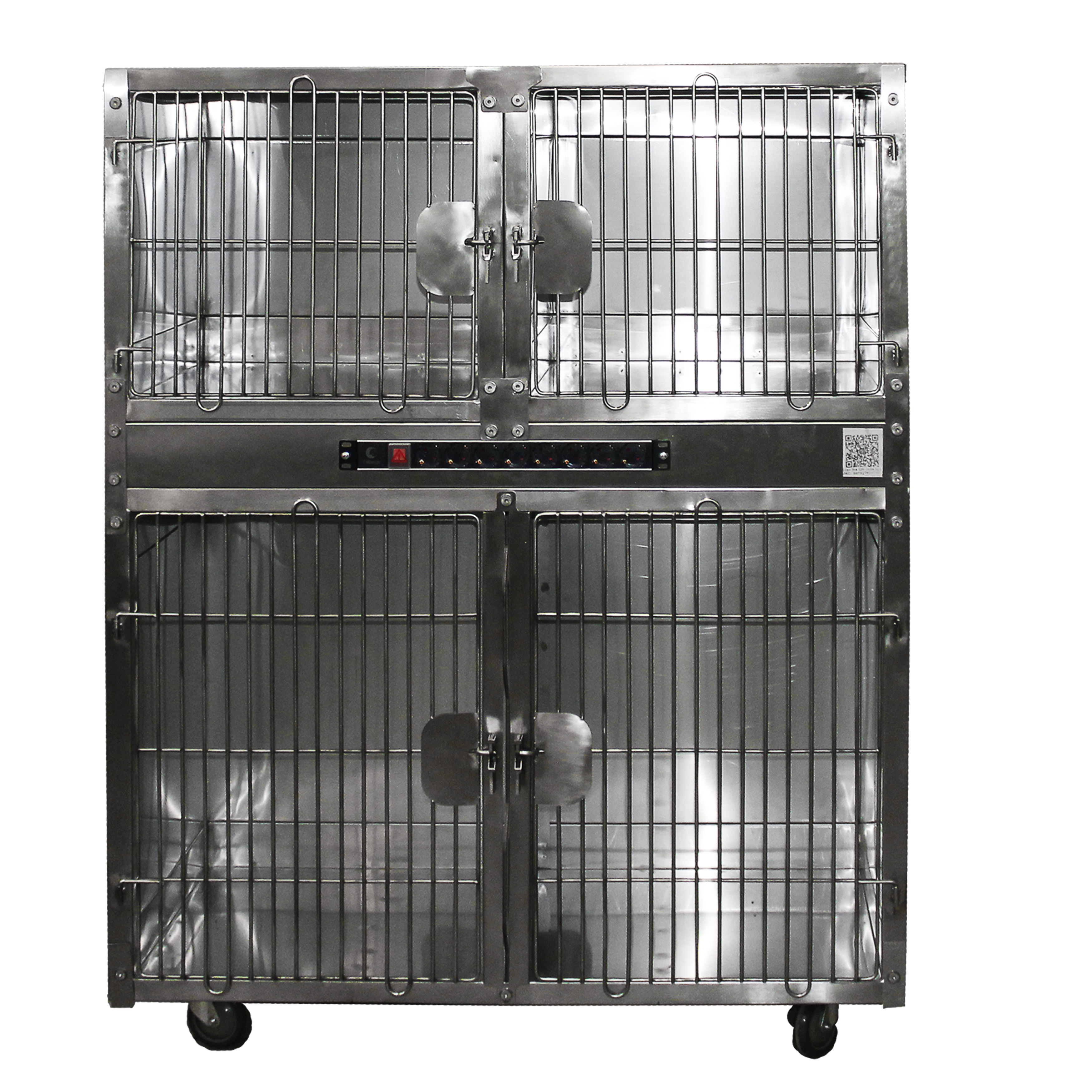 ТД ВЕТ Модуль клеток из нерж. стали, 2х ярусный из 4 клеток 1200х520х1456(1600)h с колесами