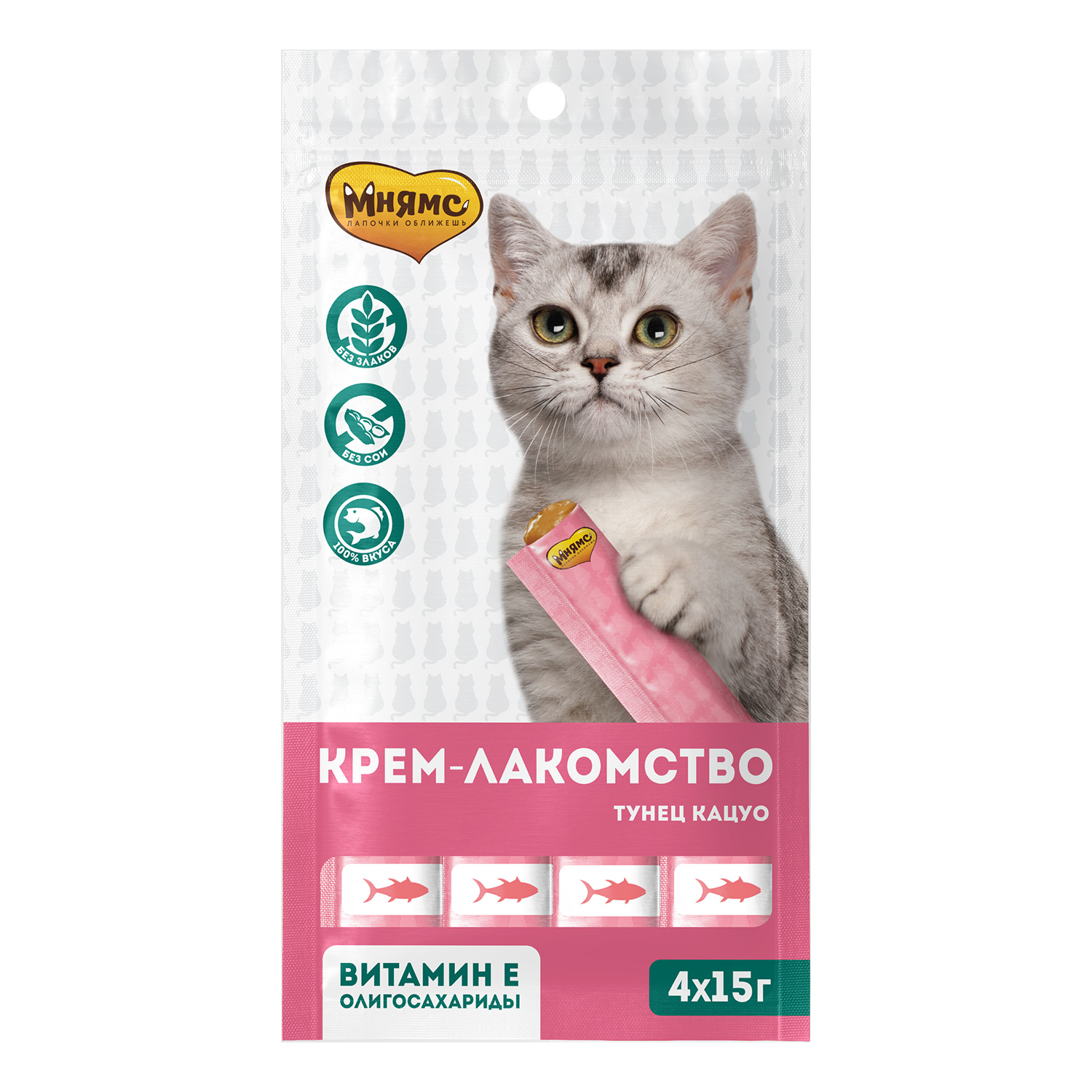 Крем-лакомство Мнямс для кошек с тунцом Кацуо 15 г х 4 шт.