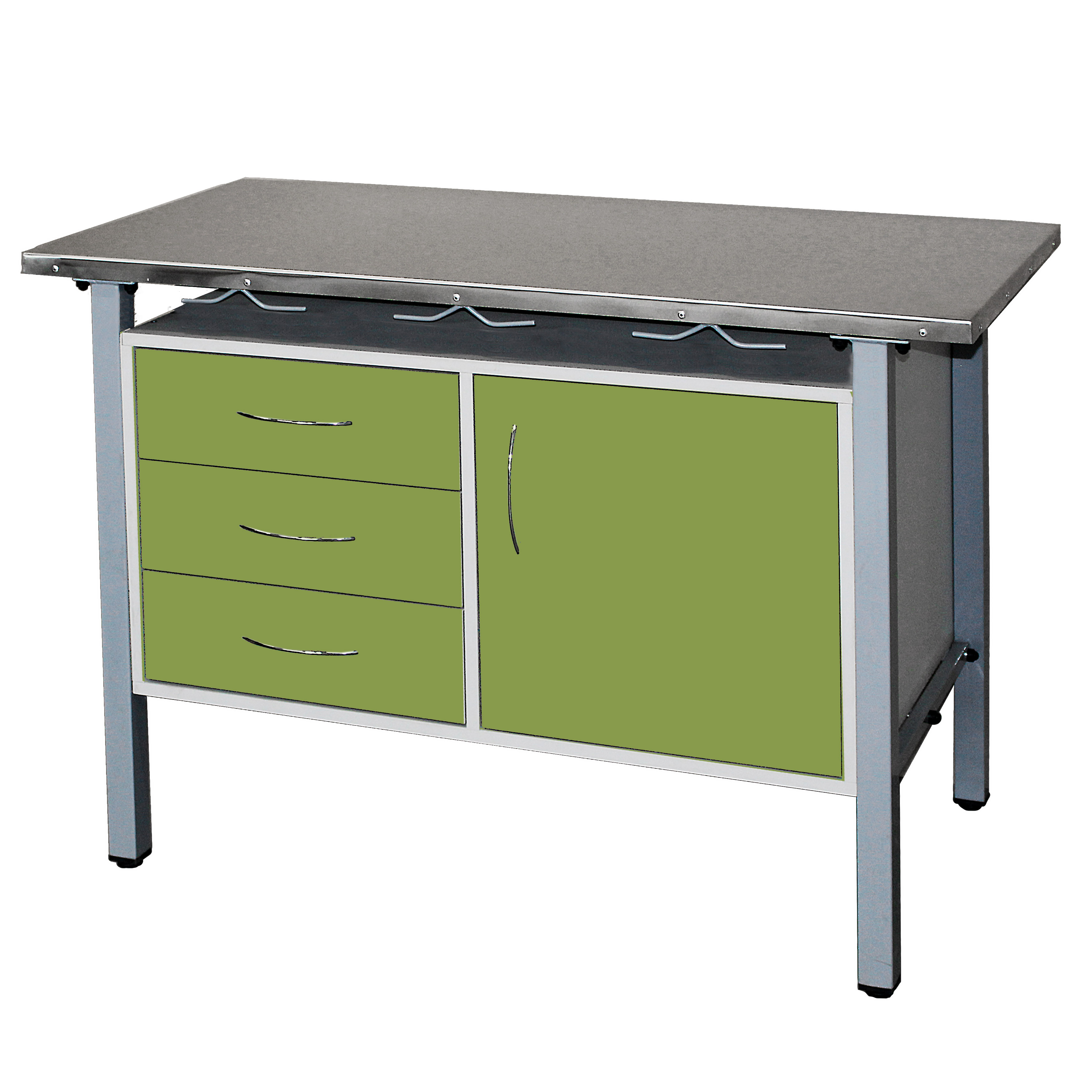ТД ВЕТ Стол ветеринарный универсальный СВУ-3.07,столеш.нерж. сталь 1300х600х900 мм (фасад зеленый киви)