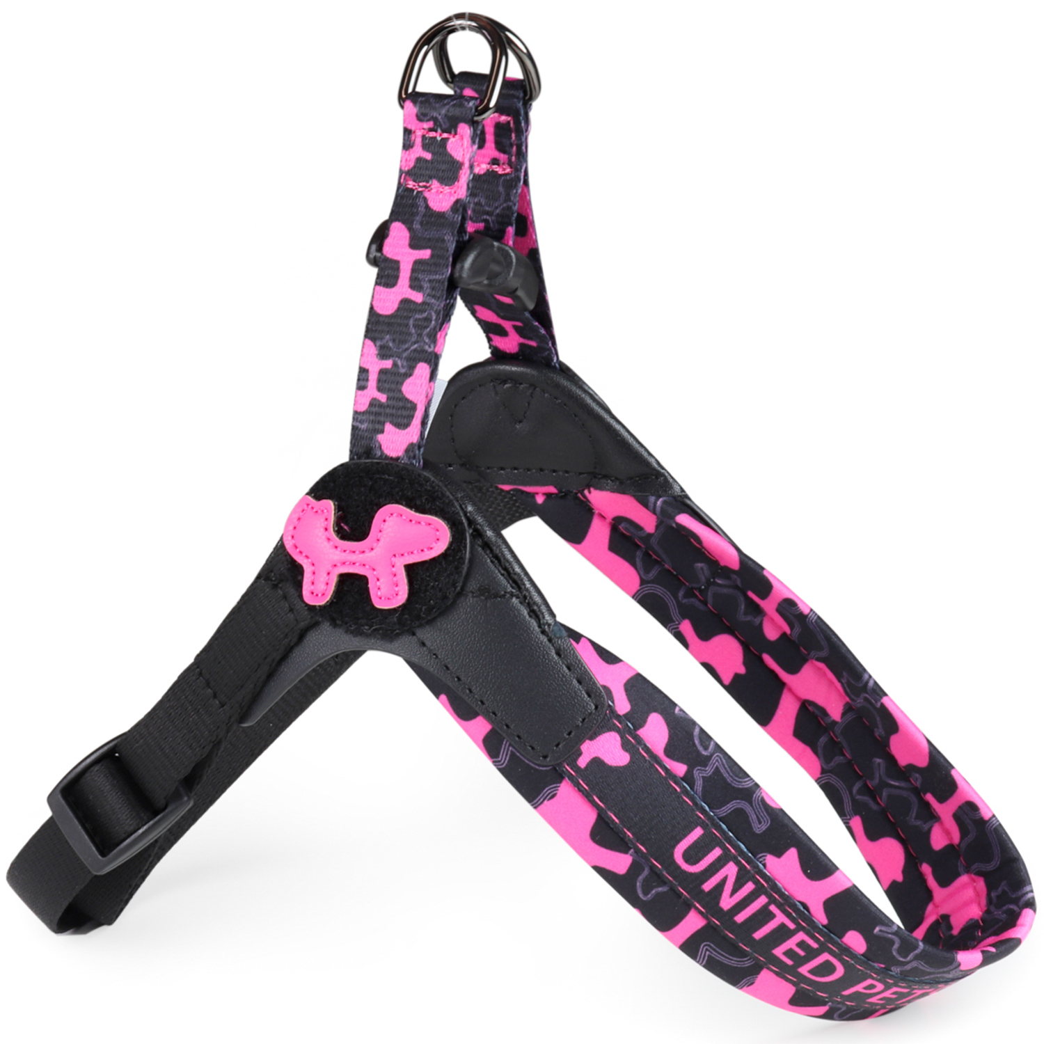 Шлейка United Pets для собак Complete me Identity 3,5 x 48-64 см, черная с розовым СКИДКА 30%