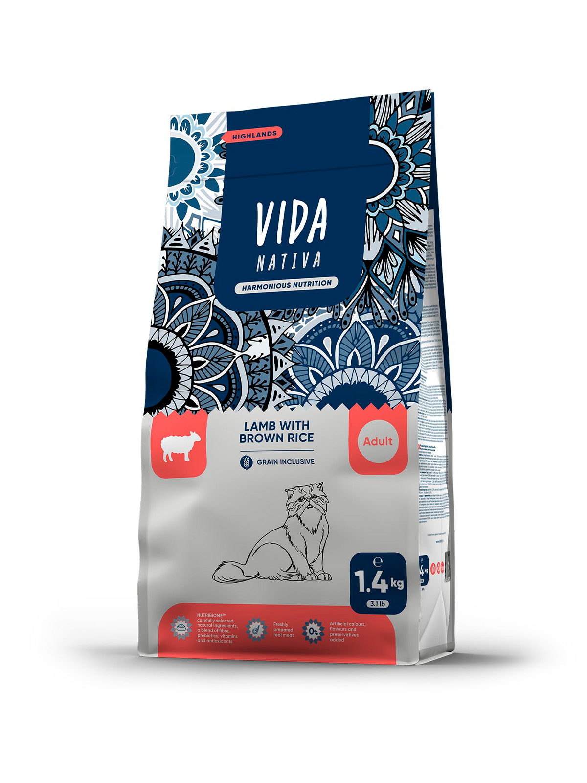 Сухой корм VIDA NATIVA для взрослых кошек из ягненка с бурым рисом 1,4 кг