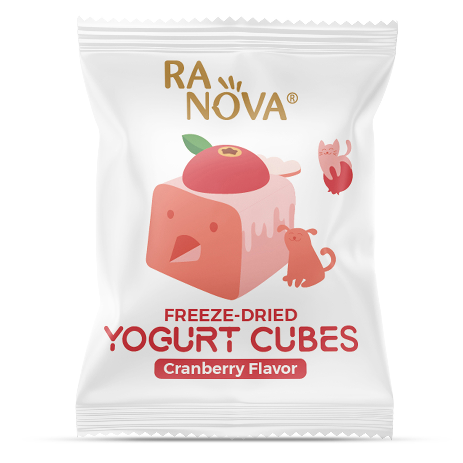 Лакомство Ranova для кошек и собак Сублимированный йогурт микс вкусов: оригинальный, черника, клюква, тыква, 40 г