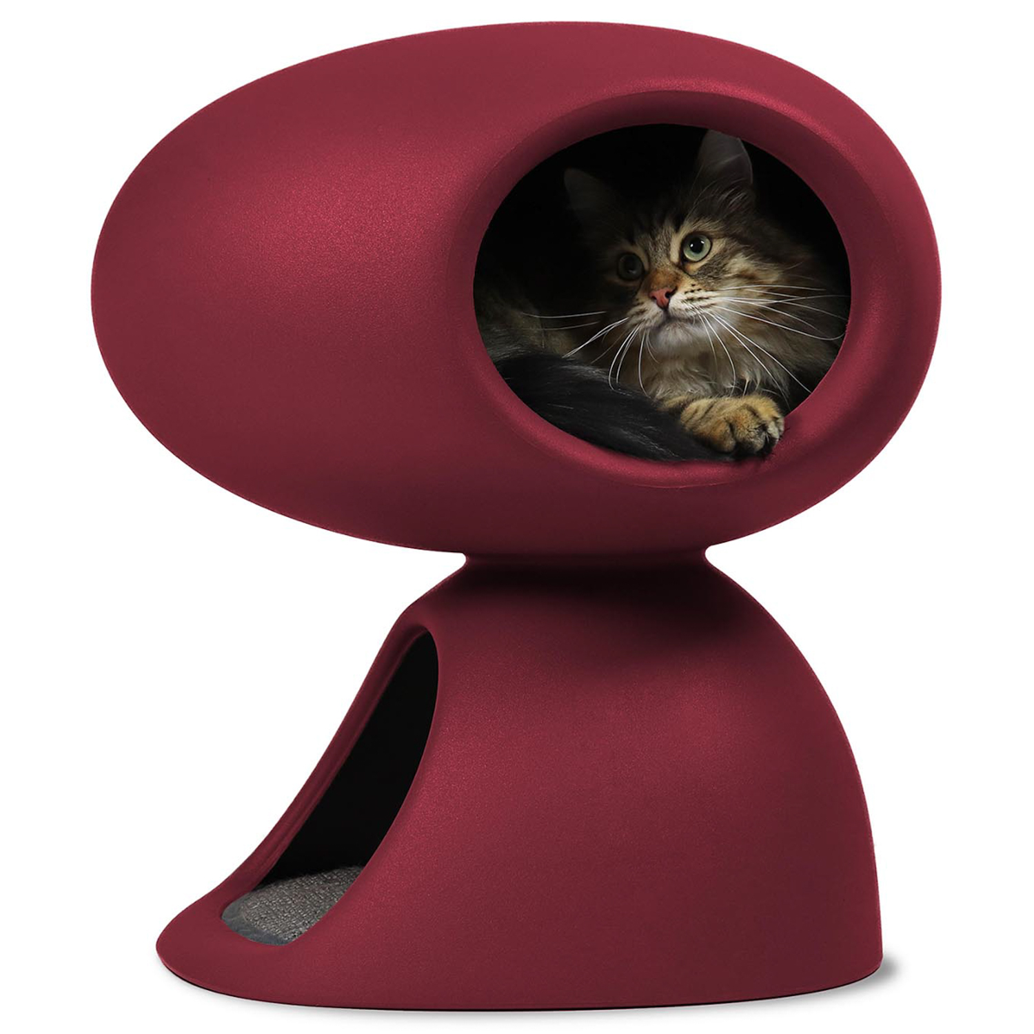 United Pets домик-пещера "CAT CAVE" 55x44x58 cm, с отделением для отдыха и игры, с когтеточкой и лежанкой, красный/серый СКИДКА 40%