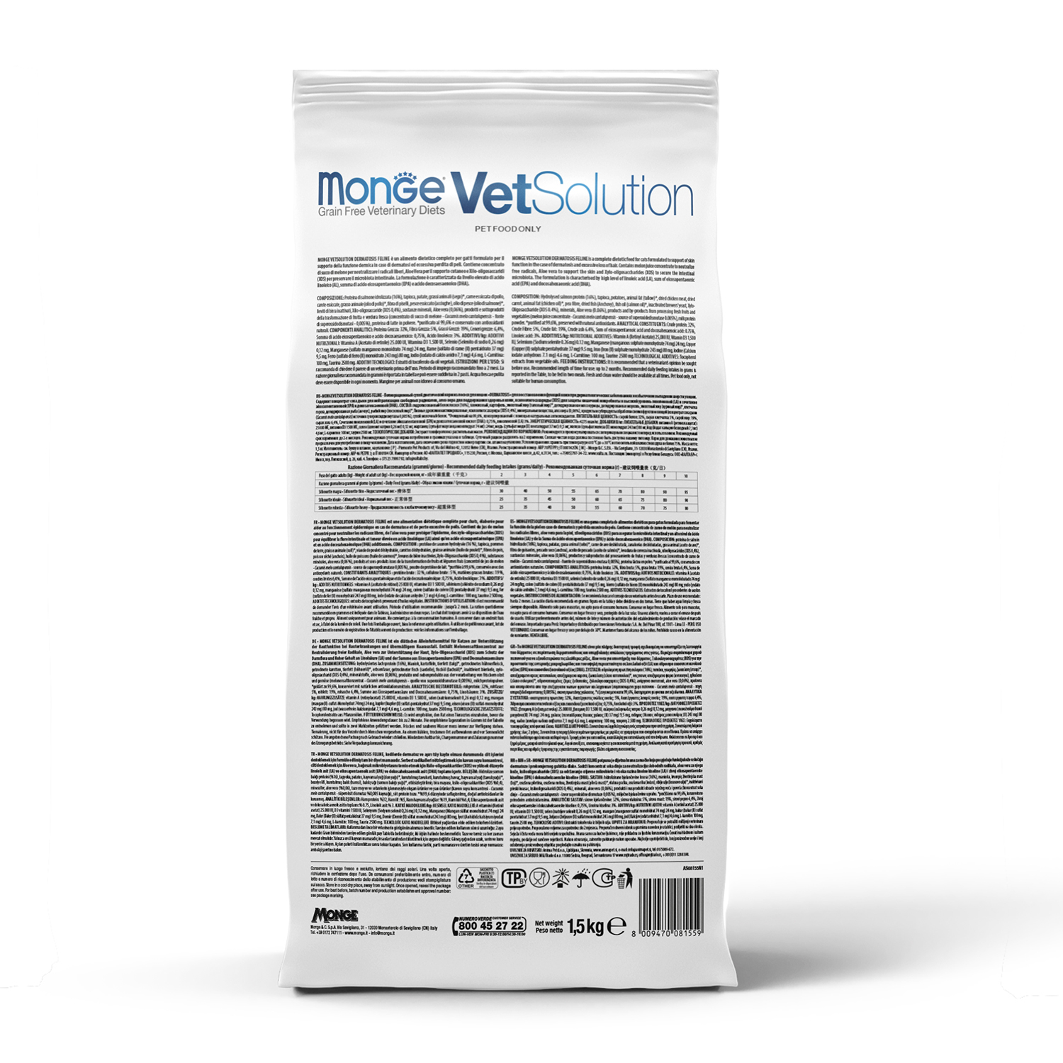 Диетический корм Monge VetSolution Cat Hepatic Гепатик для кошек при заболеваниях печени 1,5 кг