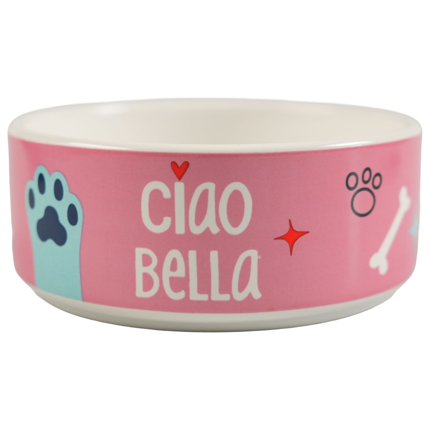Миска Mr.Kranch керамическая для собак 420 мл Чао Белла розовая