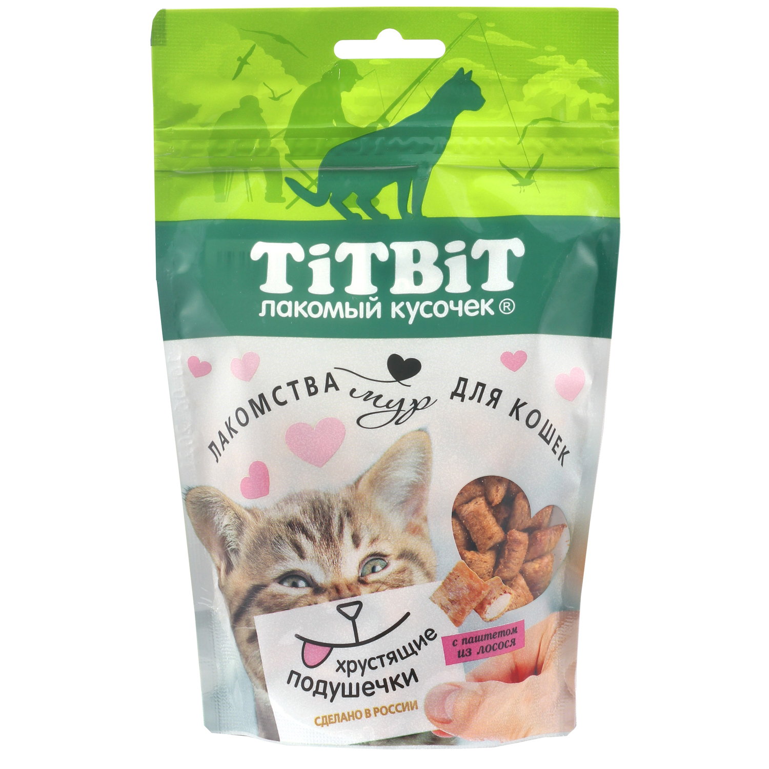 Лакомство TiTBiT Хрустящие подушечки для кошек с паштетом из лосося 100 г